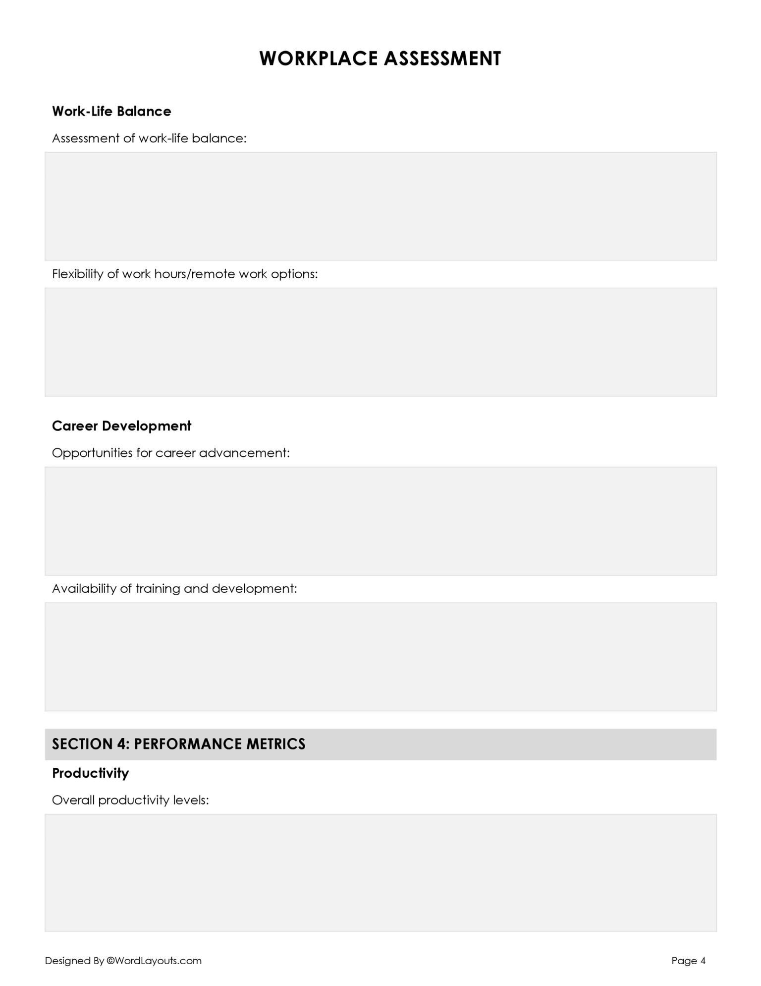 Free Workplace Assessment Template - Word, GDoc - WordLayouts
