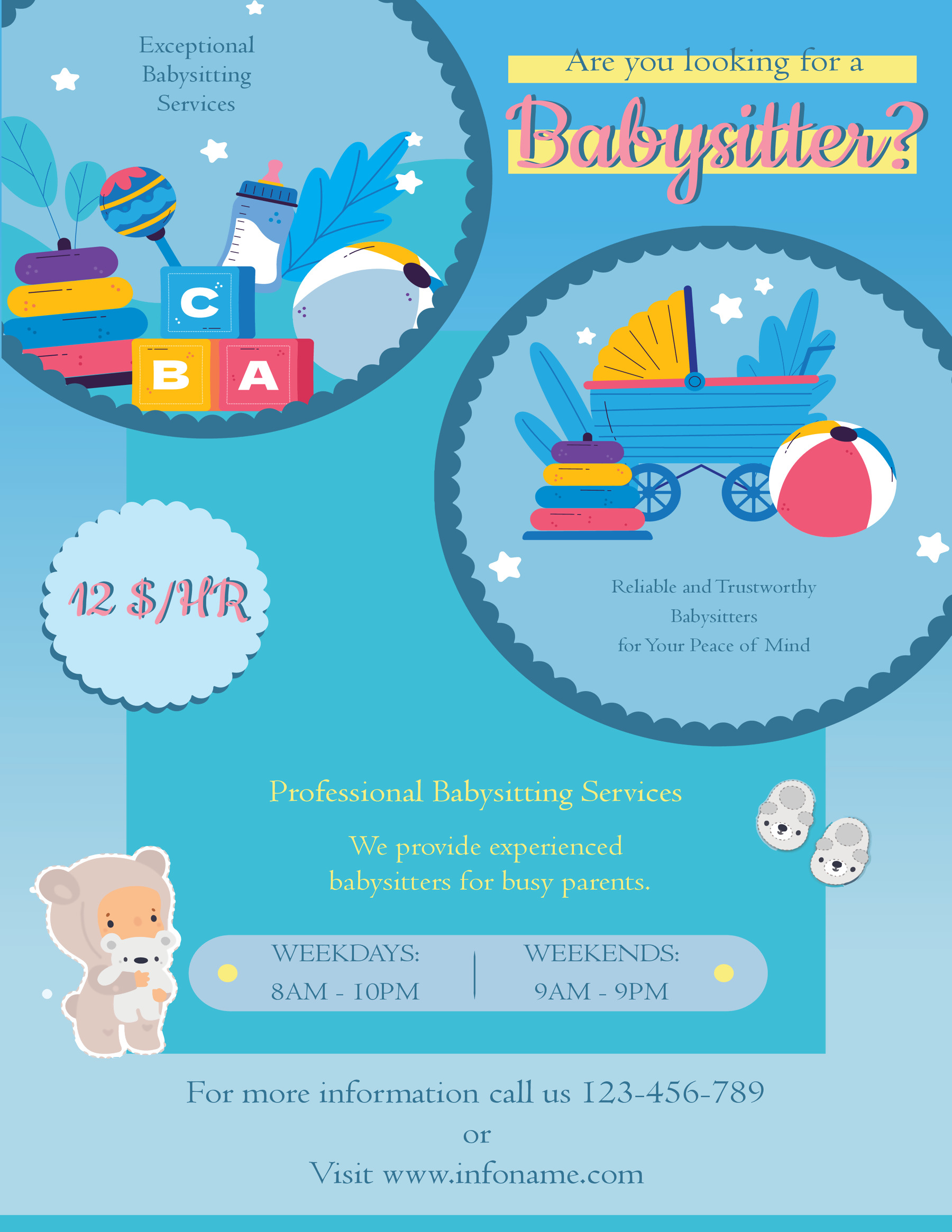 Free Babysitting Flyers (Edit & Printable) - Word, Adobe, Slides - WordLayouts babysitter-flyer-template-microsoft-word-free-idea-3rd-design