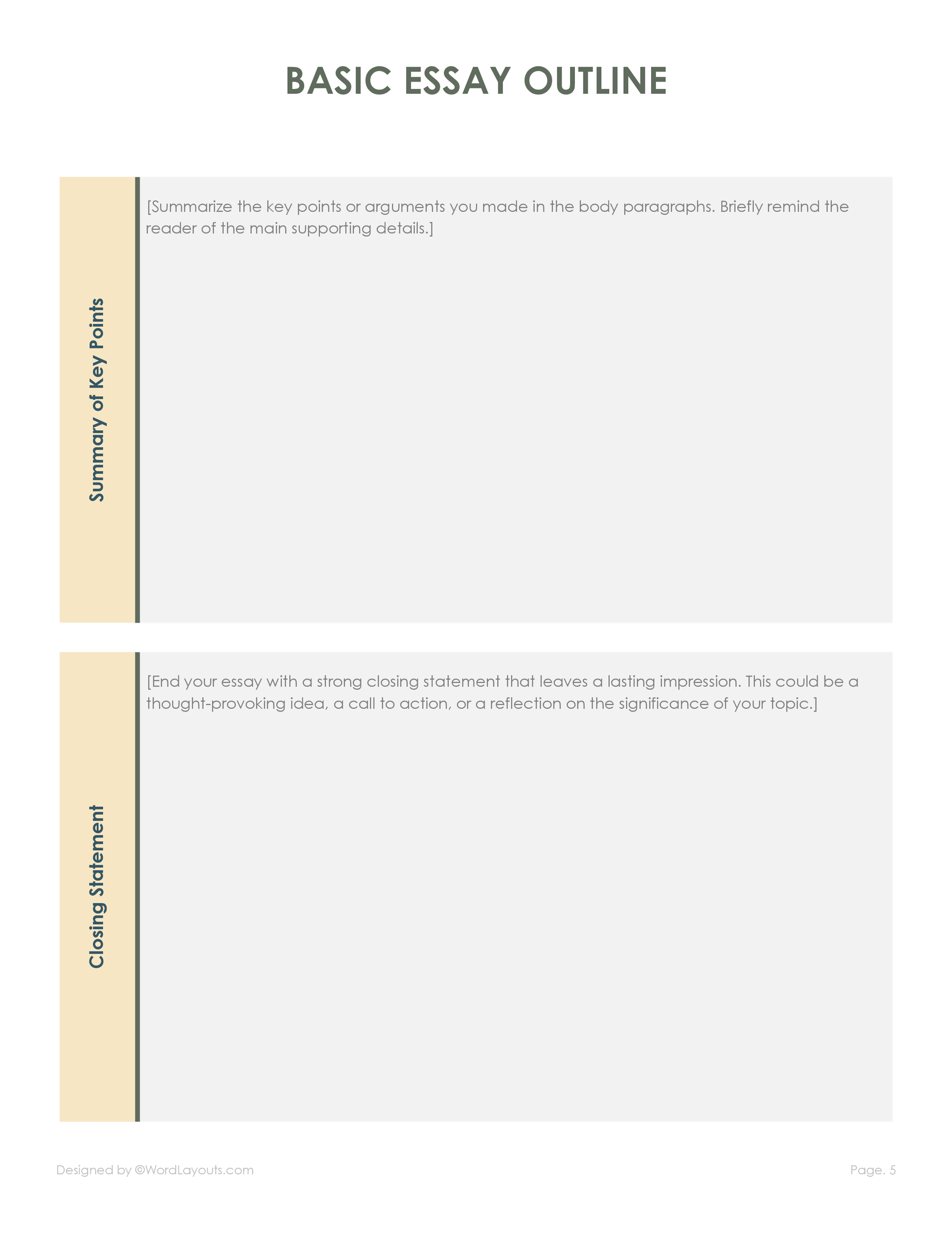 A Basic Essay Outline Template to Begin With WordLayouts
