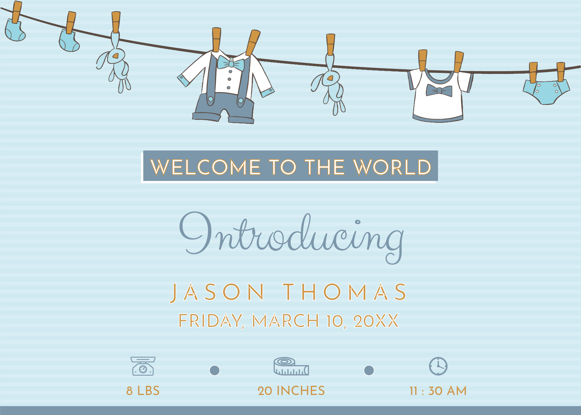 elegant-blue-birth-announcement-template-with-clothesline-illustrations-wordlayouts for Birth Announcement Template Free Printable Elegant Blue Birth Announcement Template with Clothesline Illustrations - WordLayouts for Birth Announcement Template Free Printable