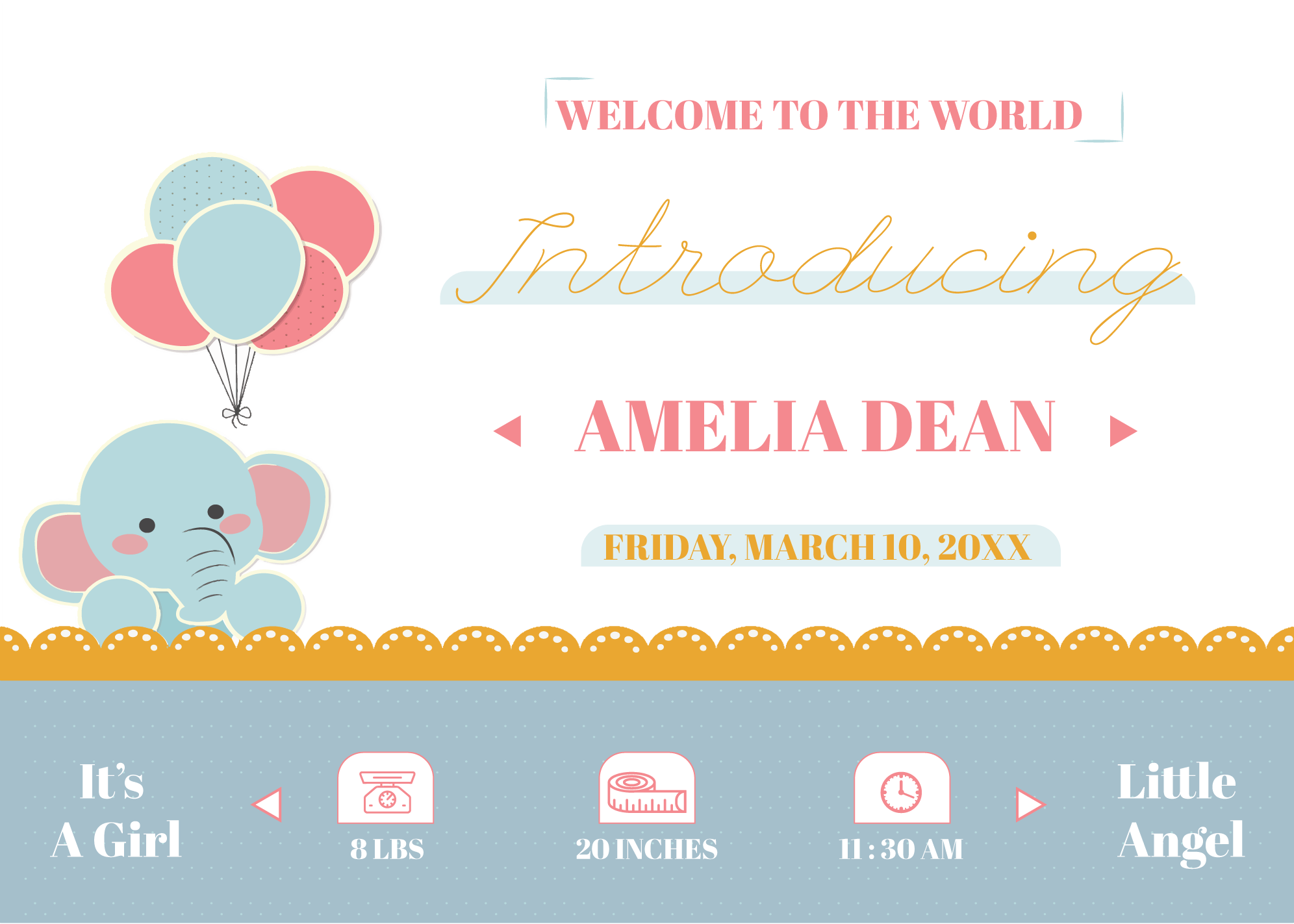 Free Baby Shower (Announcement) Templates to Edit \u0026 Print, image size:1992x1423