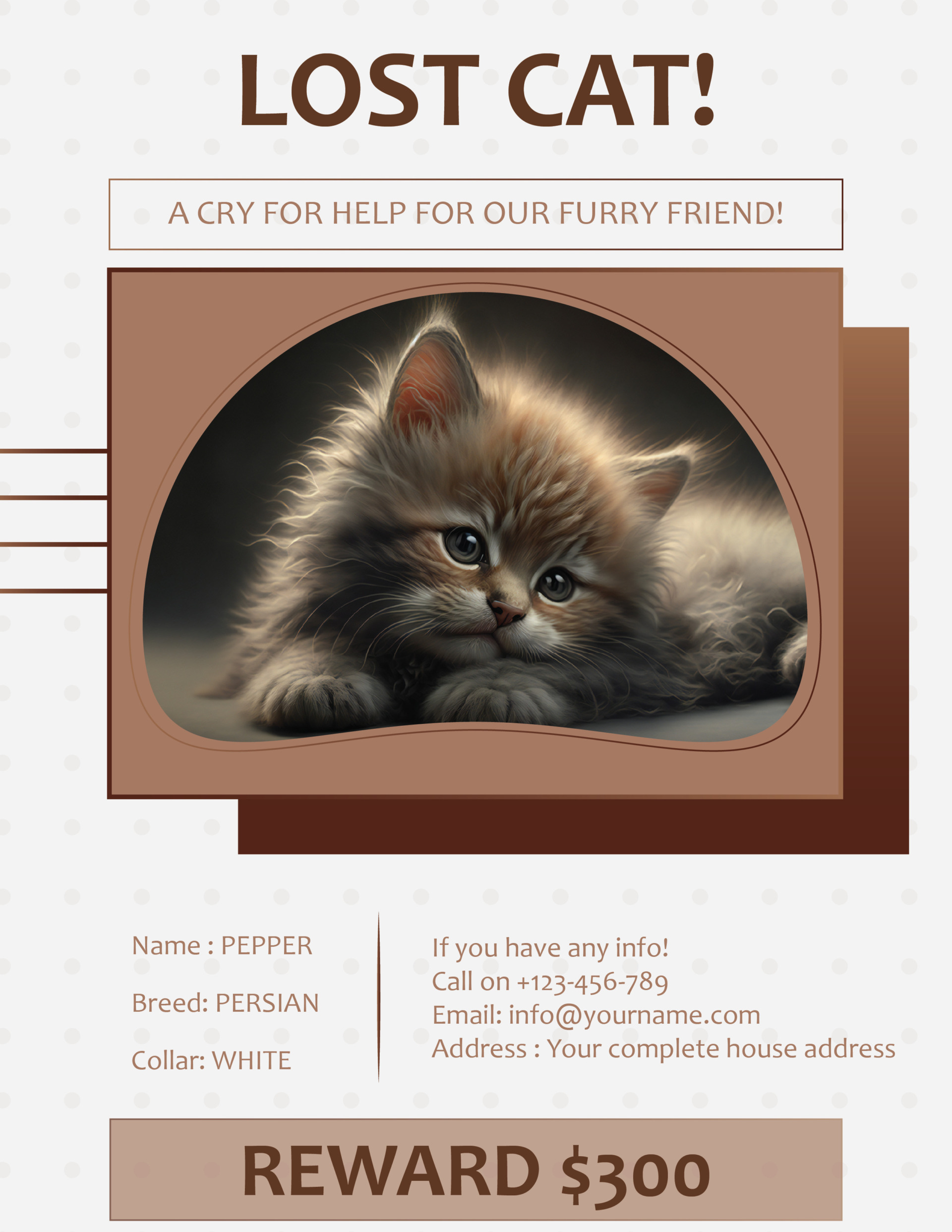 Warm and Professional Lost Cat Flyer Template WordLayouts Warm and Professional Lost Cat Flyer Template WordLayouts