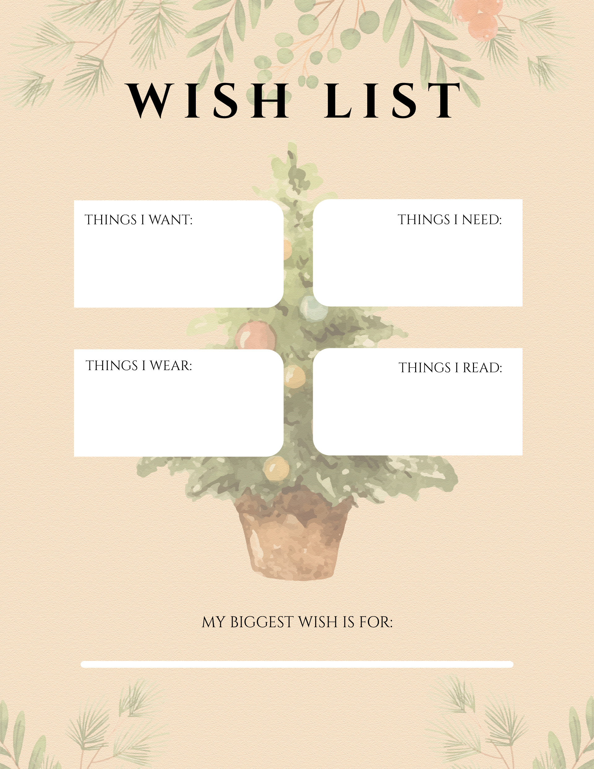 Elegant Christmas Wish List Template - WordLayouts