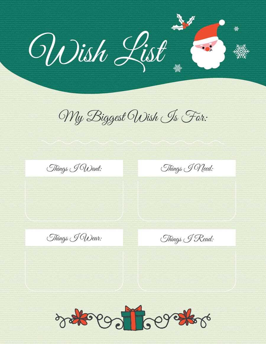 Minimalist Christmas Wish List Template - WordLayouts