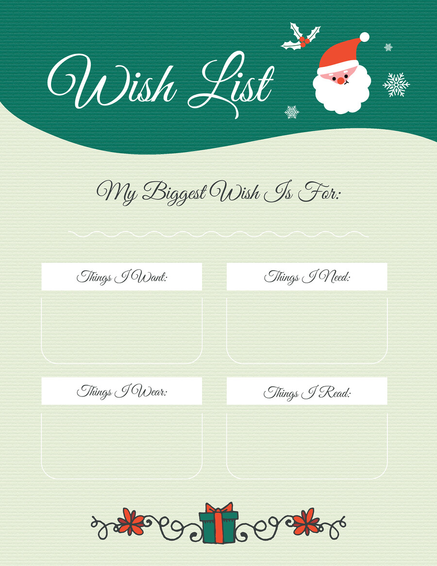 Minimalist Christmas Wish List Template - WordLayouts