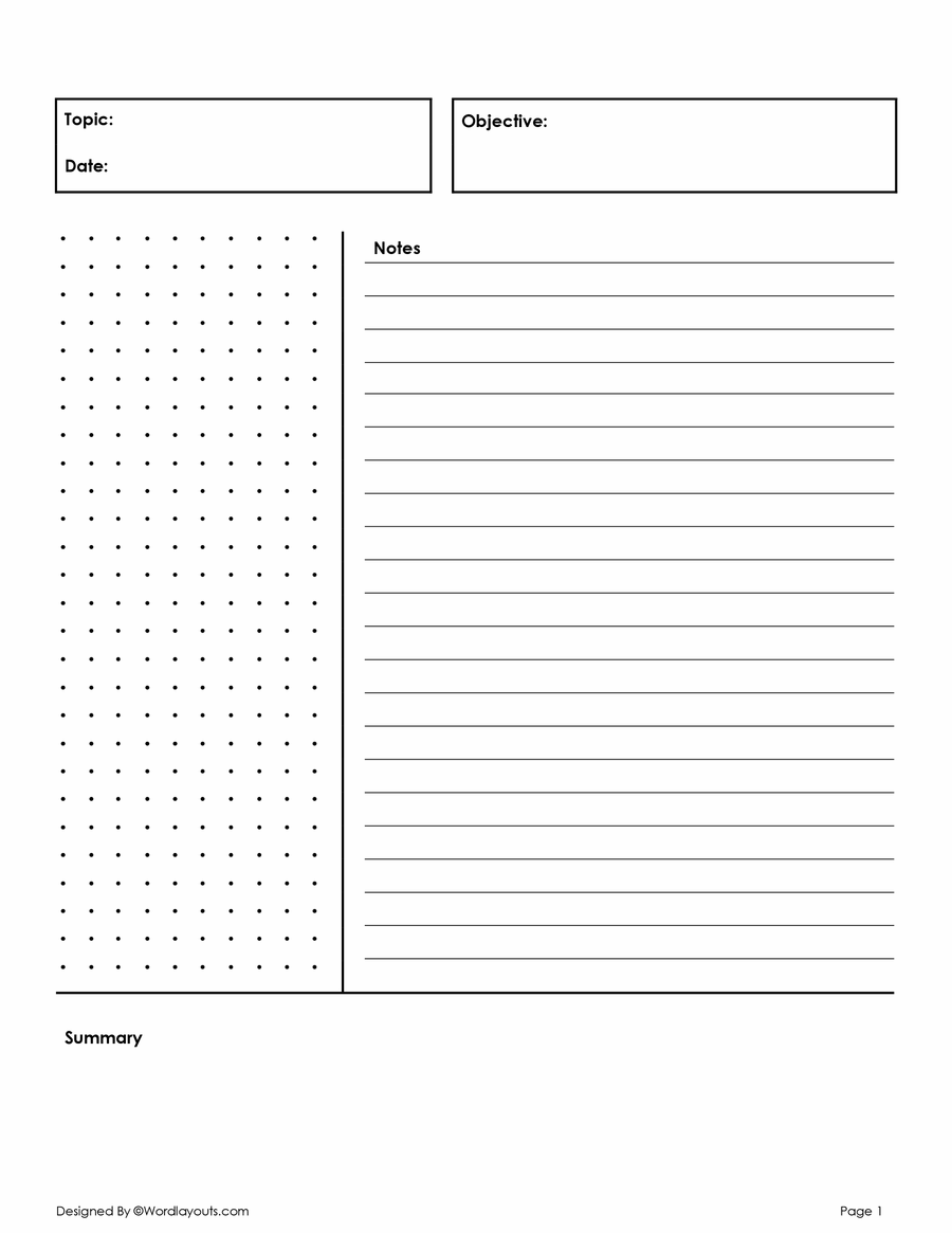 Cornell Pro Notes Template - WordLayouts