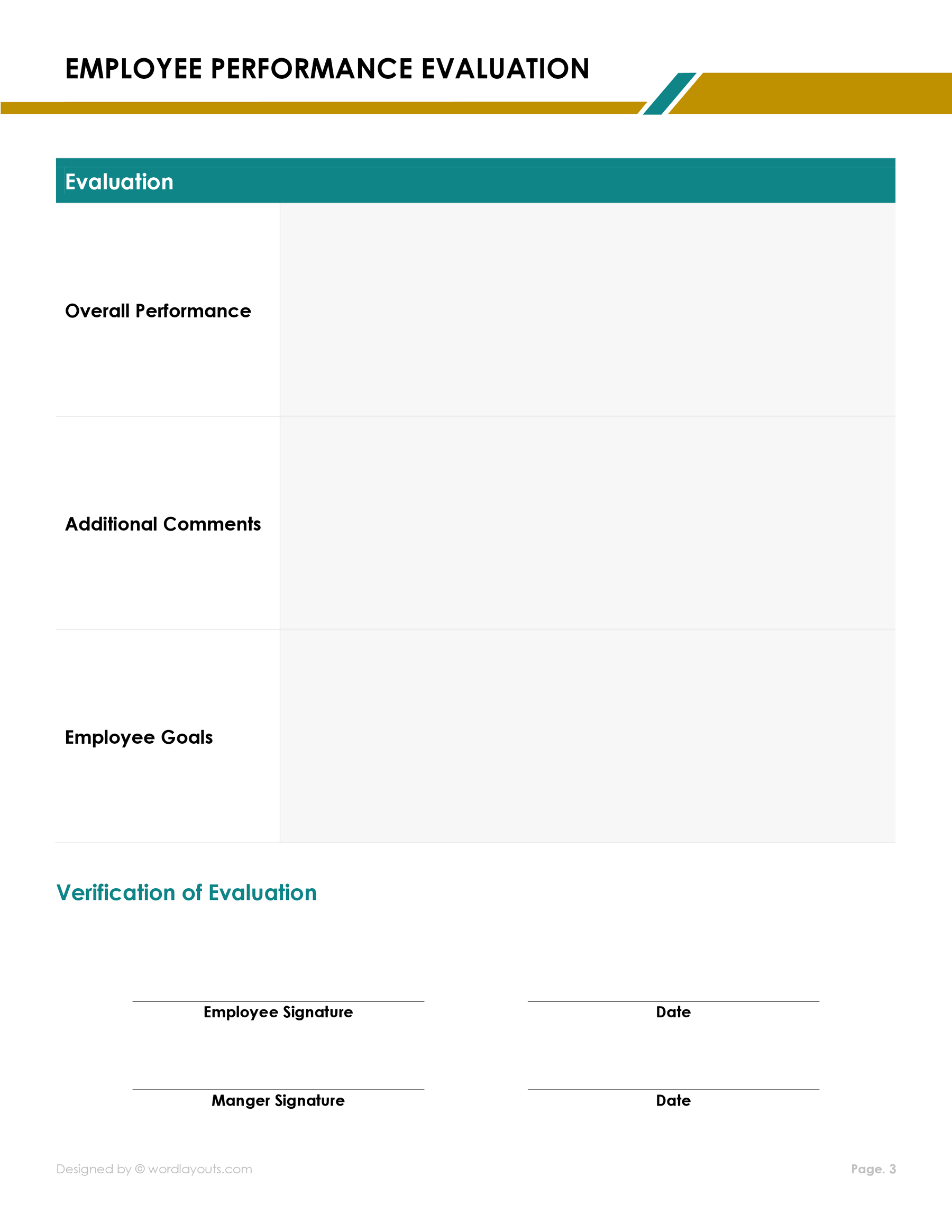 Employee Performance Review Template - Word, Google Docs