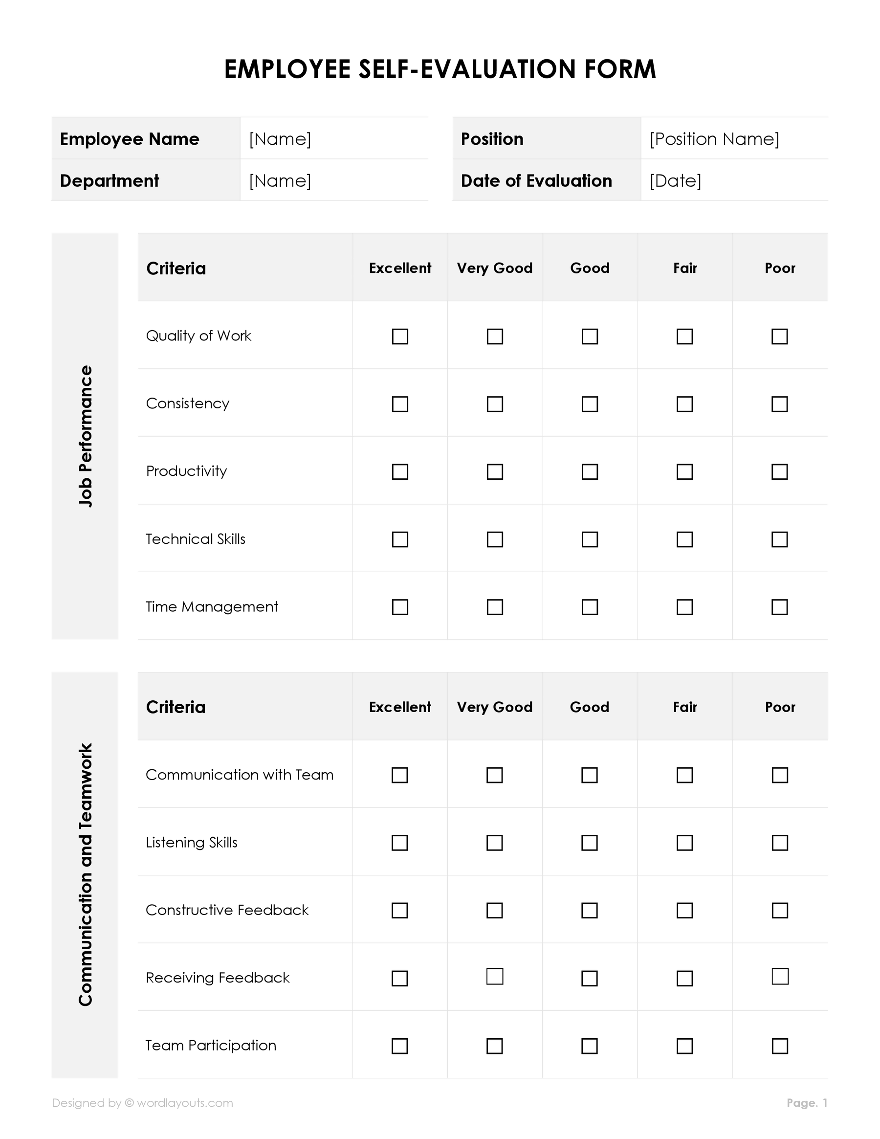 Free Employee Evaluation (Performance Review) Forms free-employee-evaluation-performance-review-forms