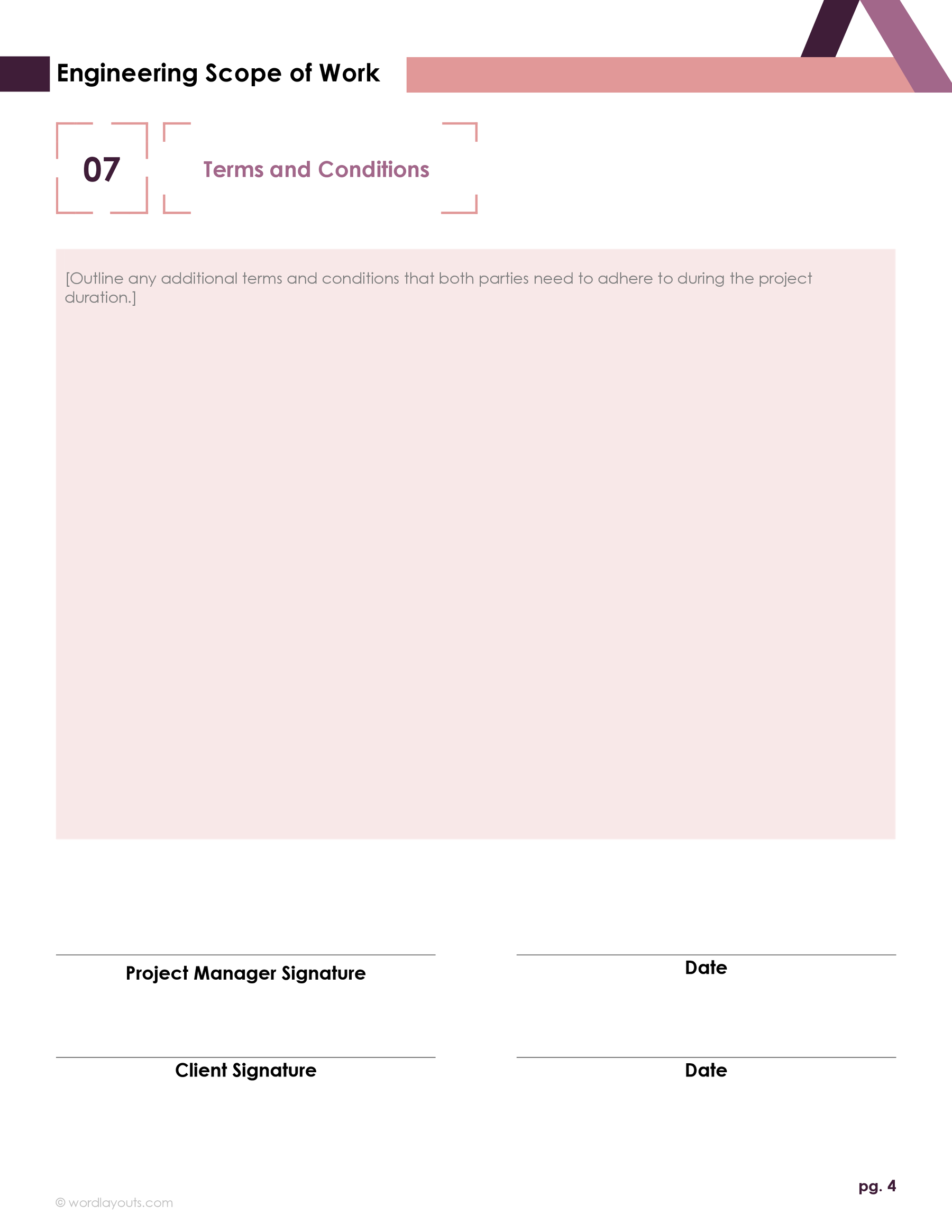 Engineering Scope of Work Template - WordLayouts