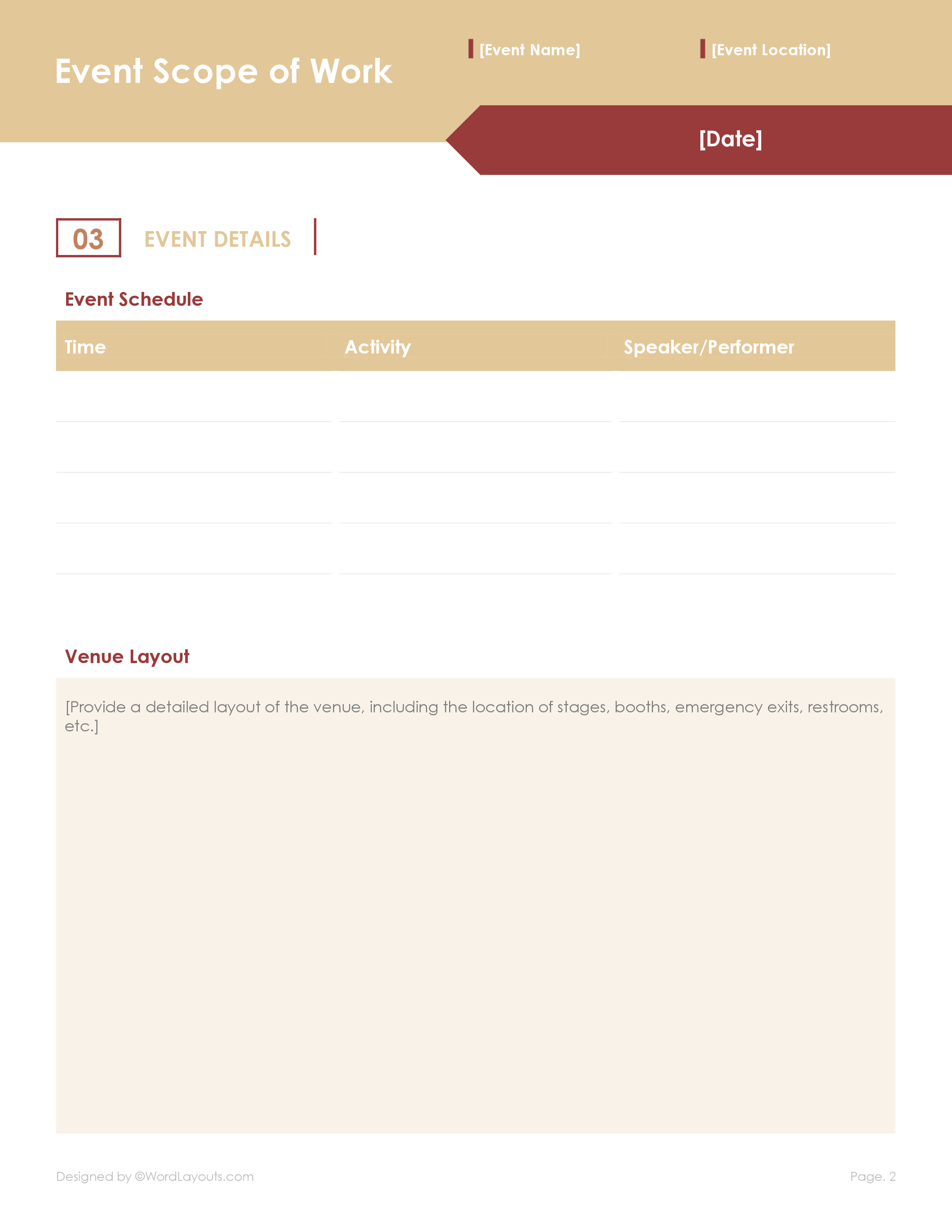 Event Scope of Work Template - WordLayouts