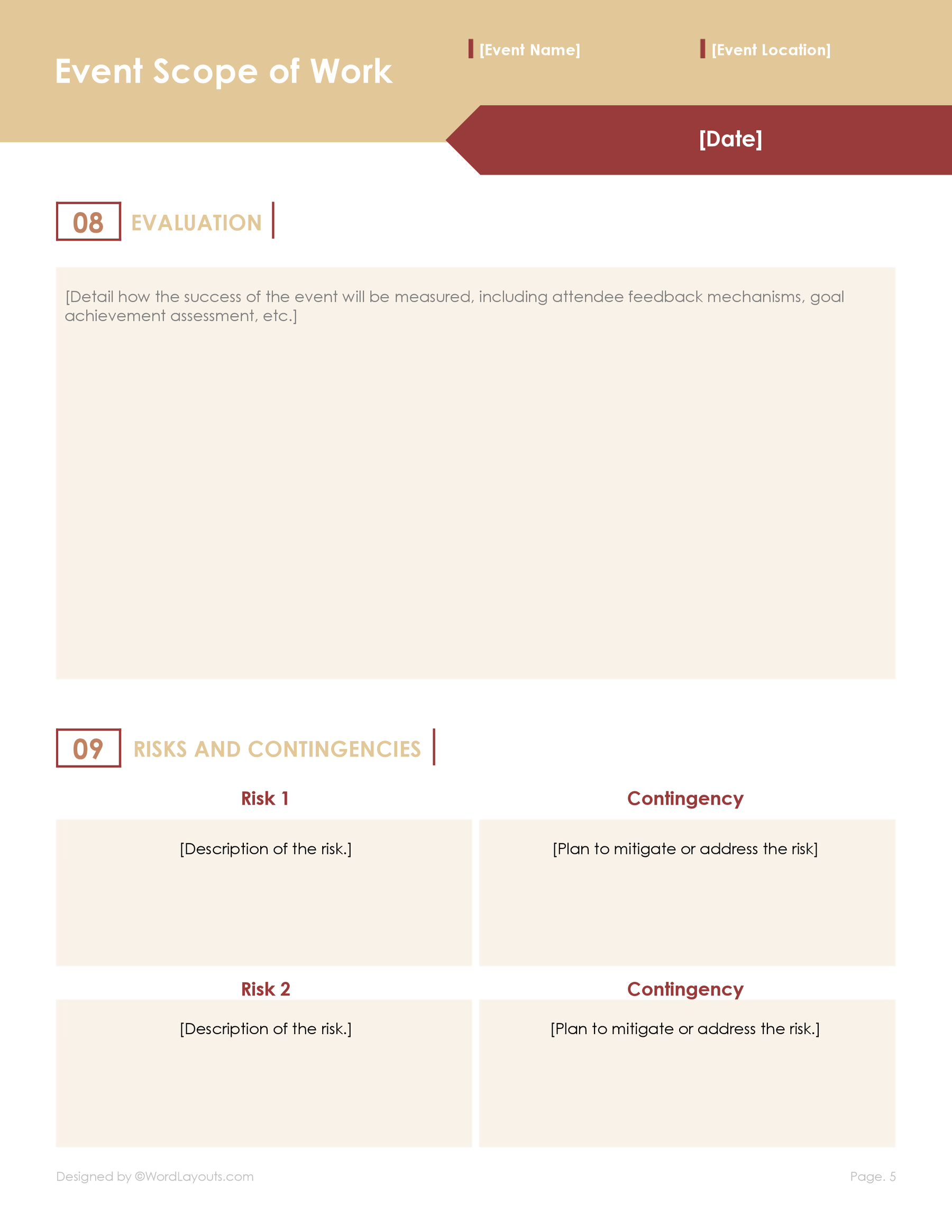 Event Scope of Work Template - WordLayouts