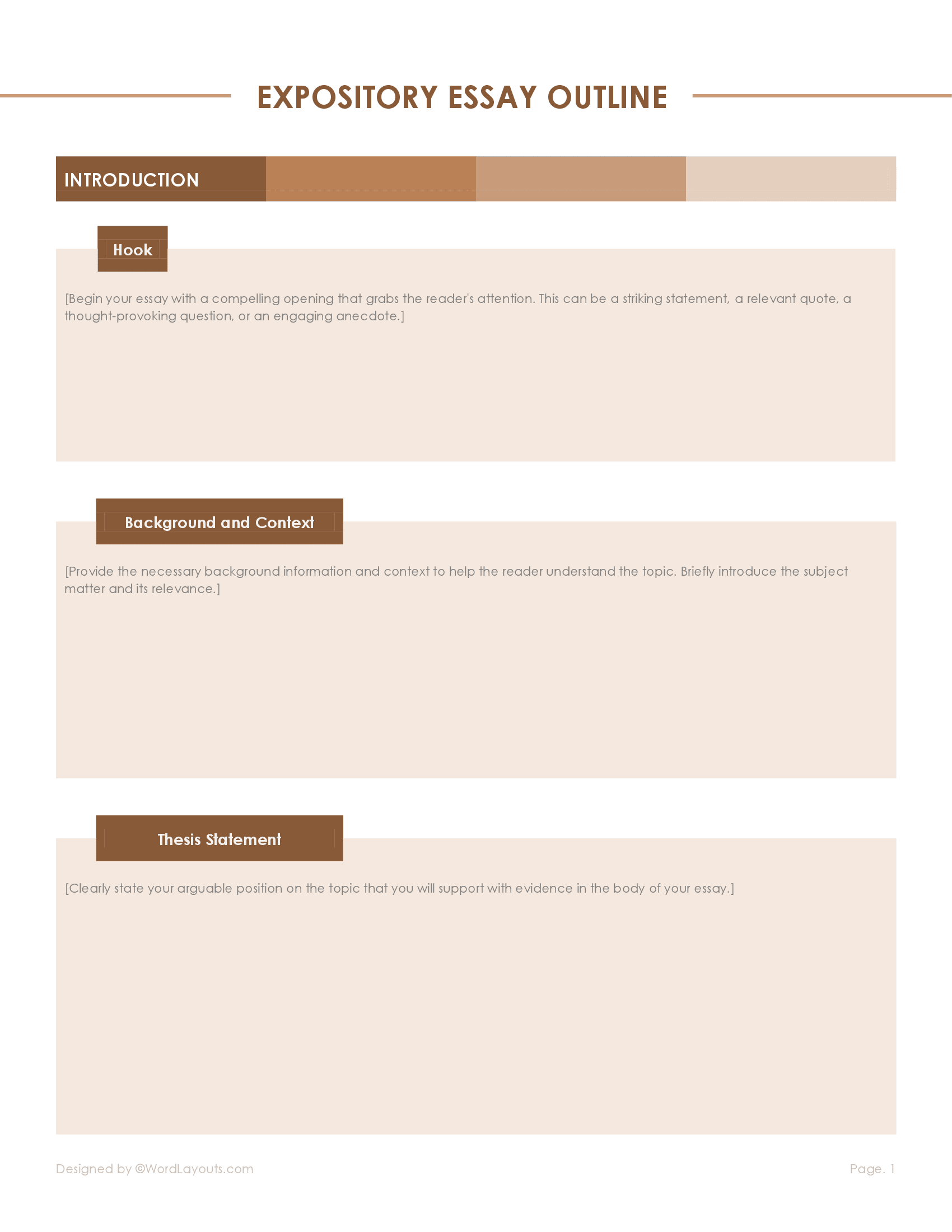 Free Narrative Essay Outline Template - WordLayouts