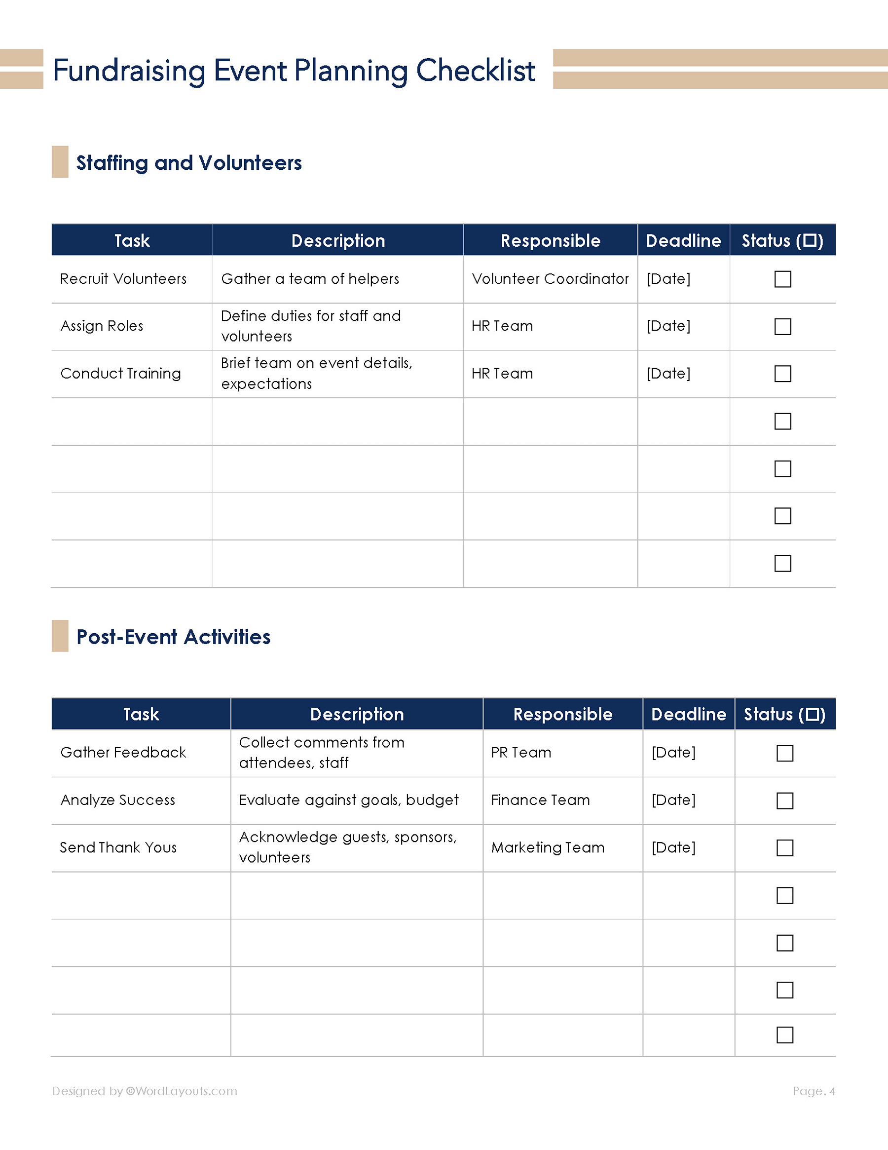 Free Fundraising Event Planning Checklist Template Free Fundraising Event Planning Checklist Template