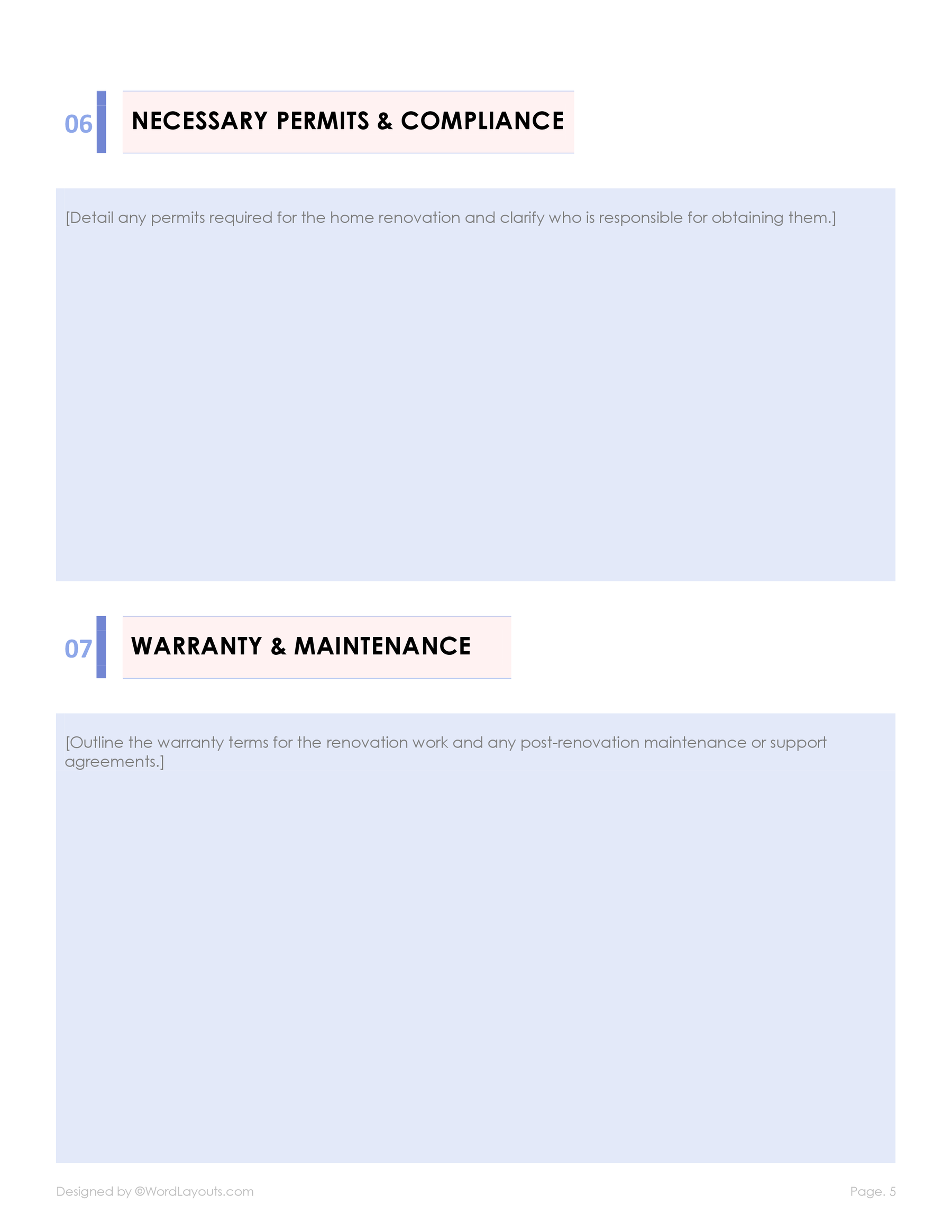 Home Renovation Scope of Work Template WordLayouts Home Renovation Scope of Work Template WordLayouts