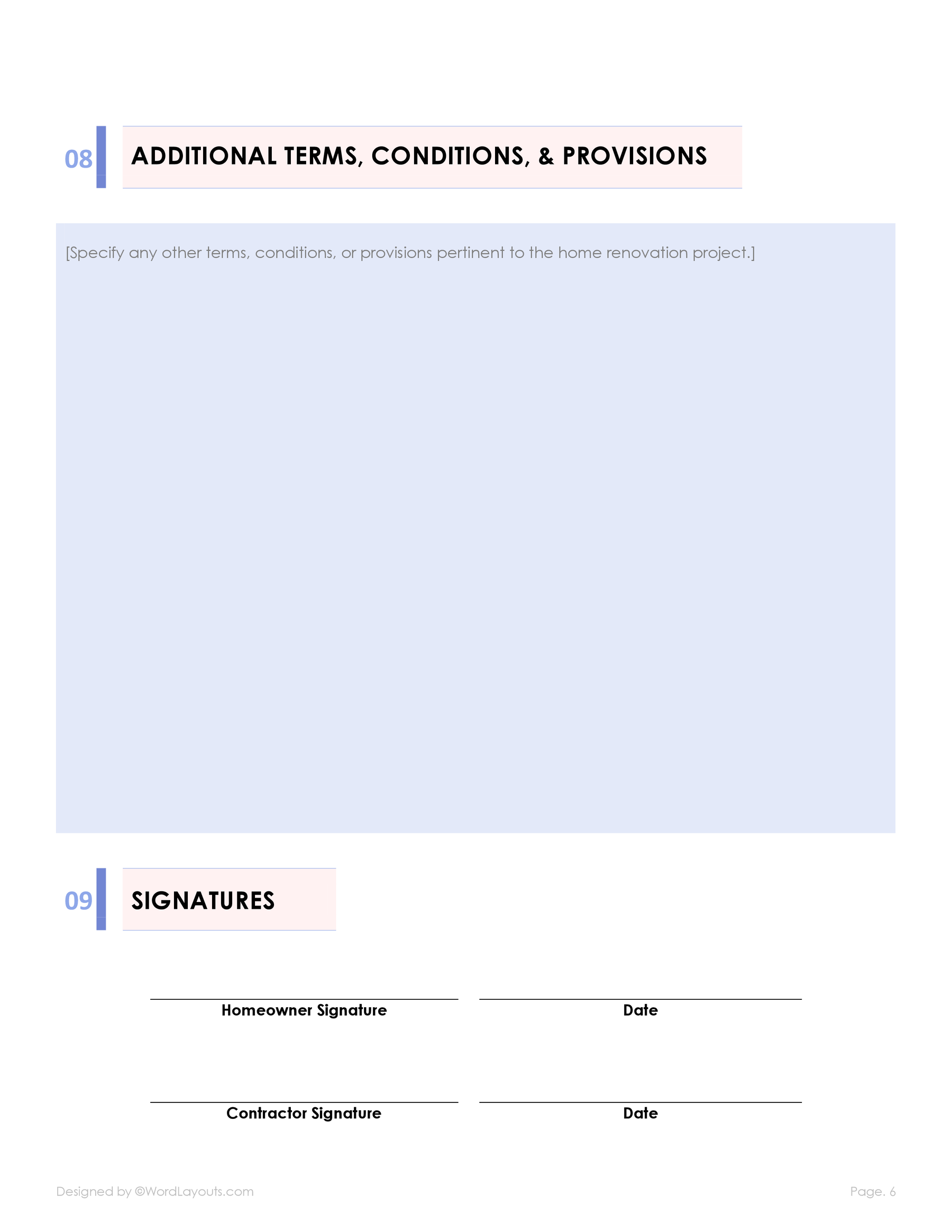 Home Renovation Scope of Work Template WordLayouts Home Renovation Scope of Work Template WordLayouts