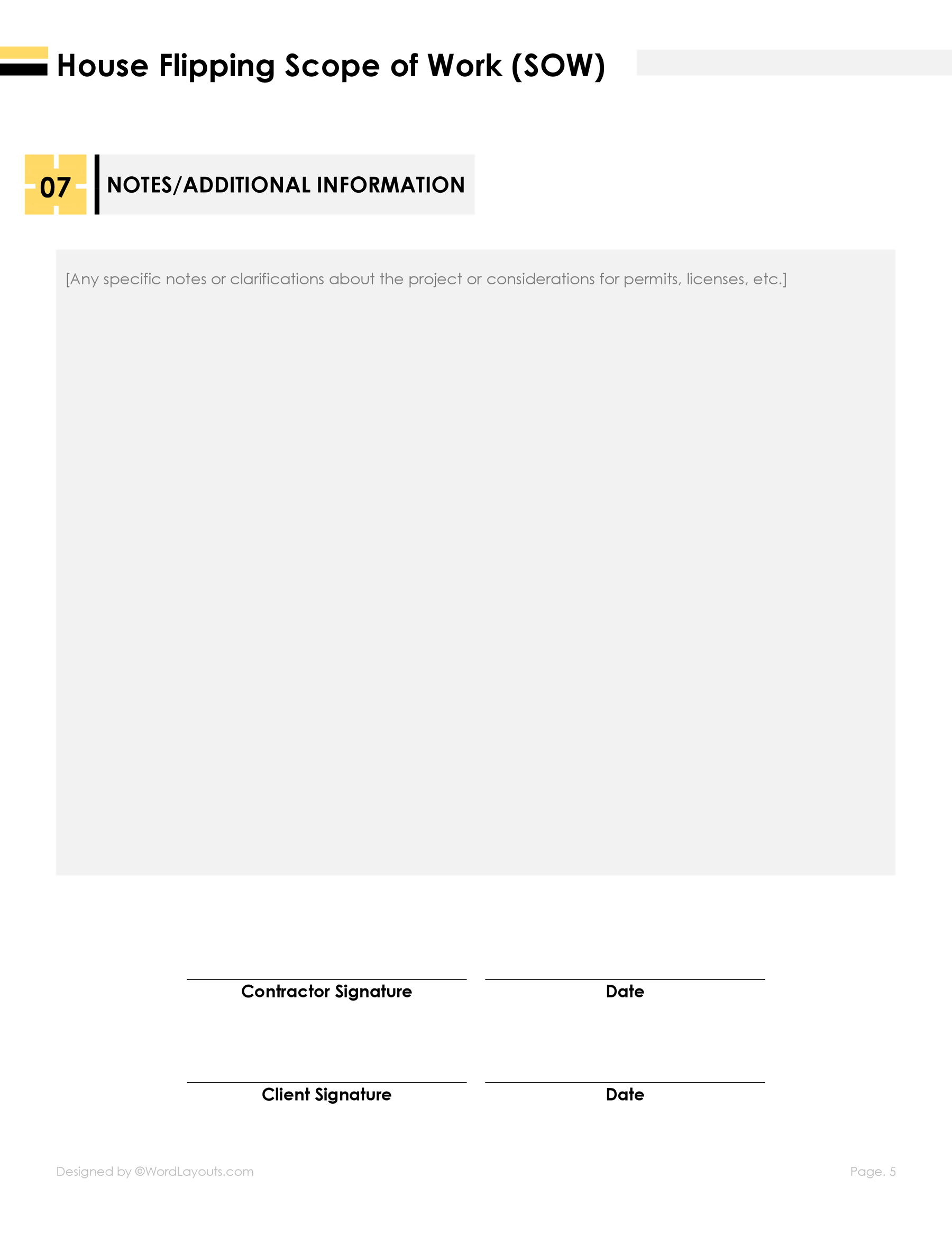 House Flipping Scope of Work Template WordLayouts House Flipping Scope of Work Template WordLayouts