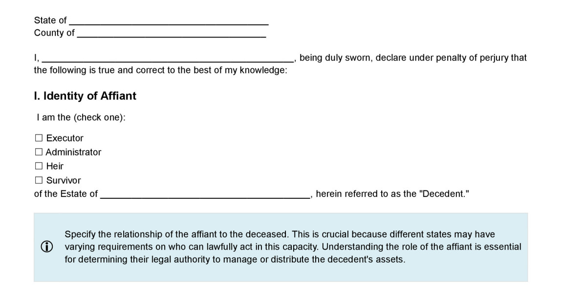 Free Affidavit of Death Form (Word, GDocs) - WordLayouts