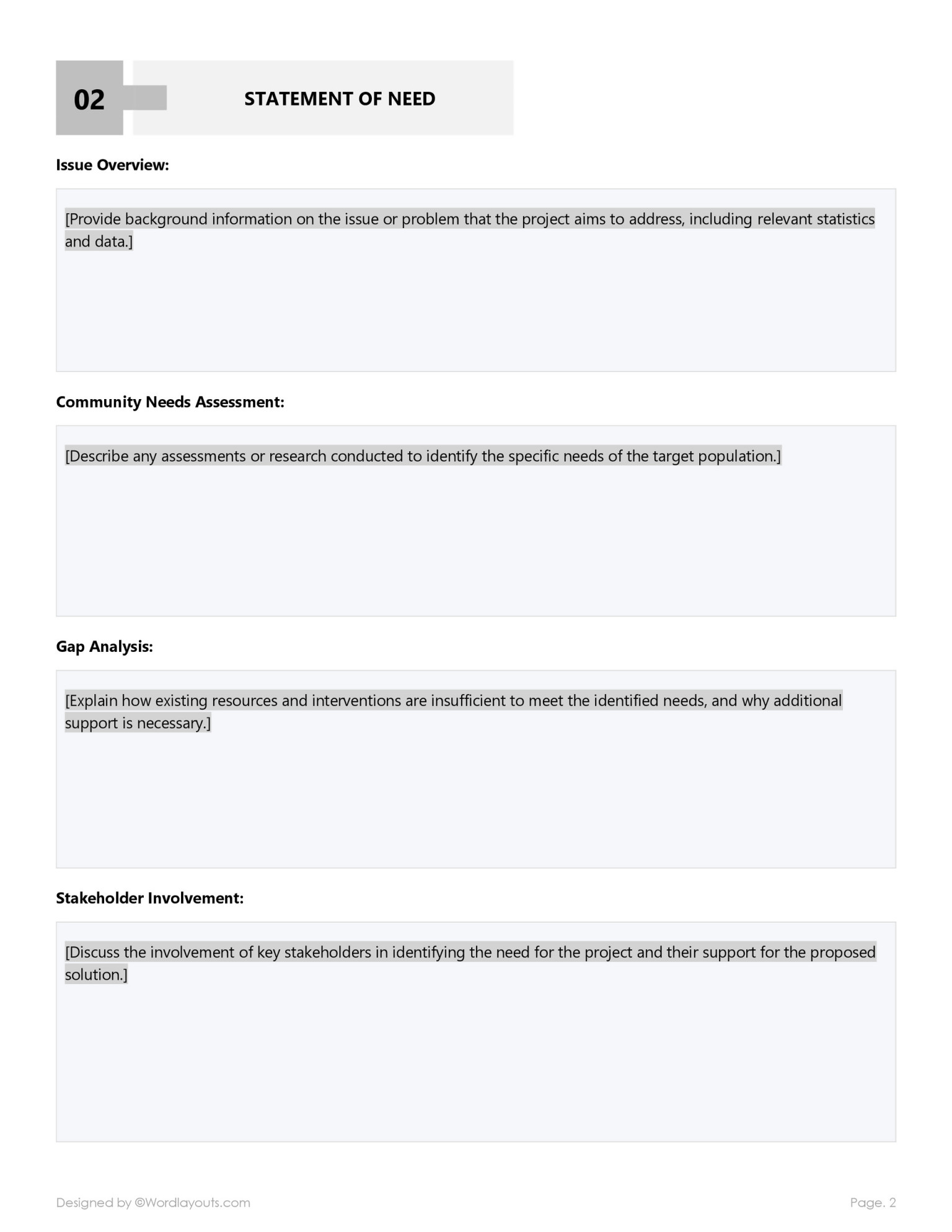 Free Grant Proposal Template (Word, GDocs) - WordLayouts