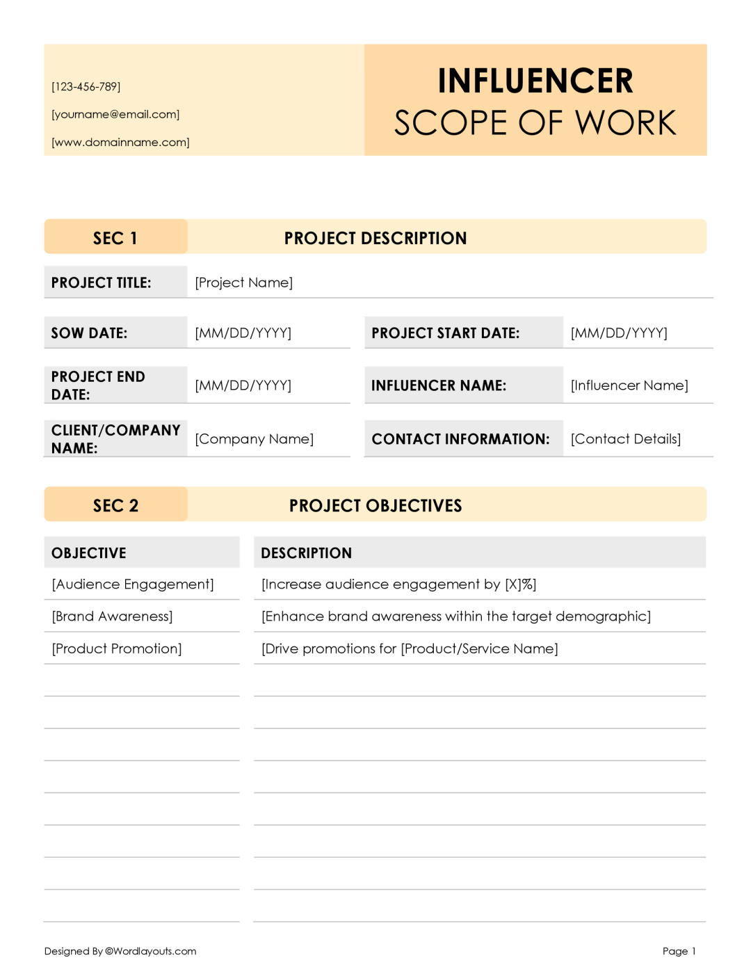 Engineering Scope of Work Template - WordLayouts
