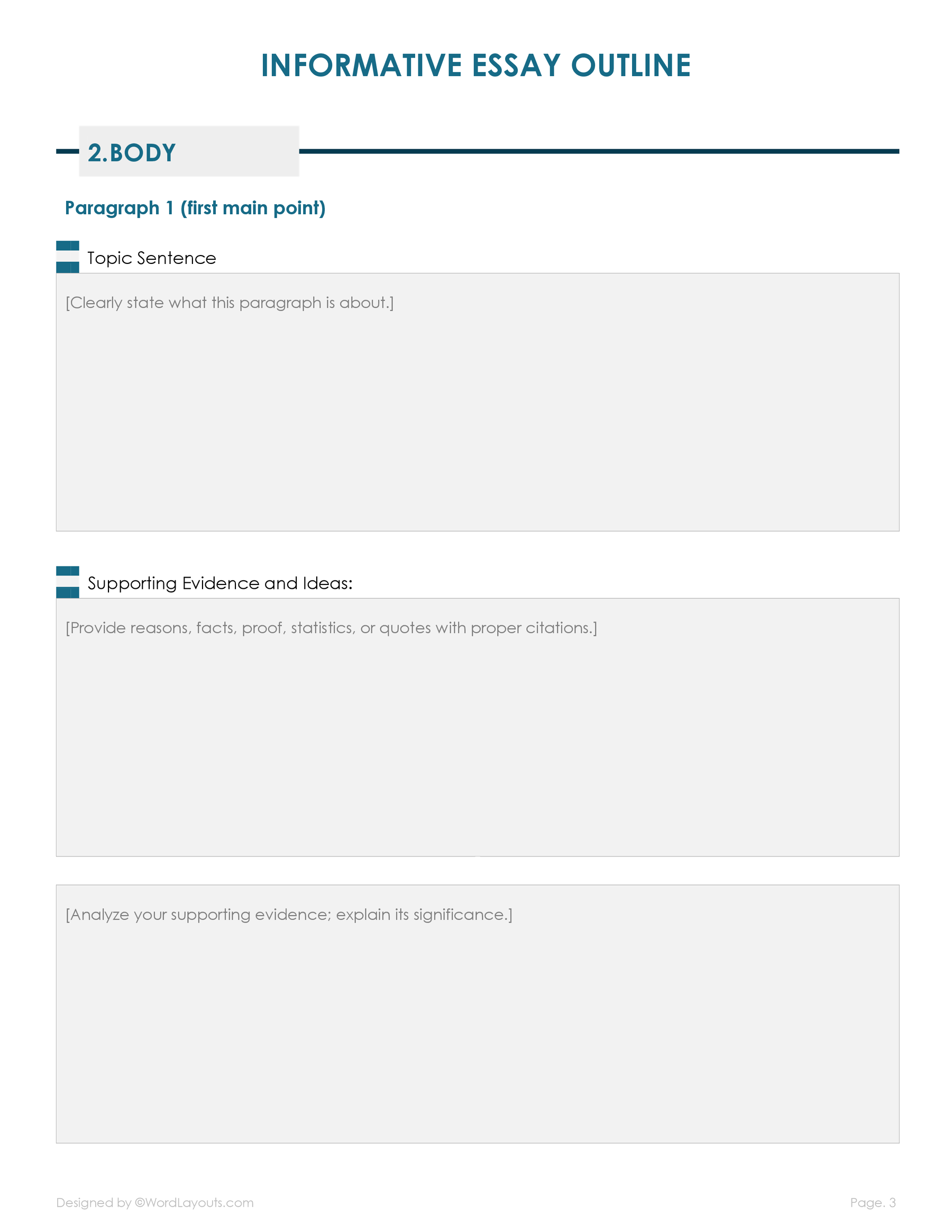 Free Informative Essay Outline Template WordLayouts