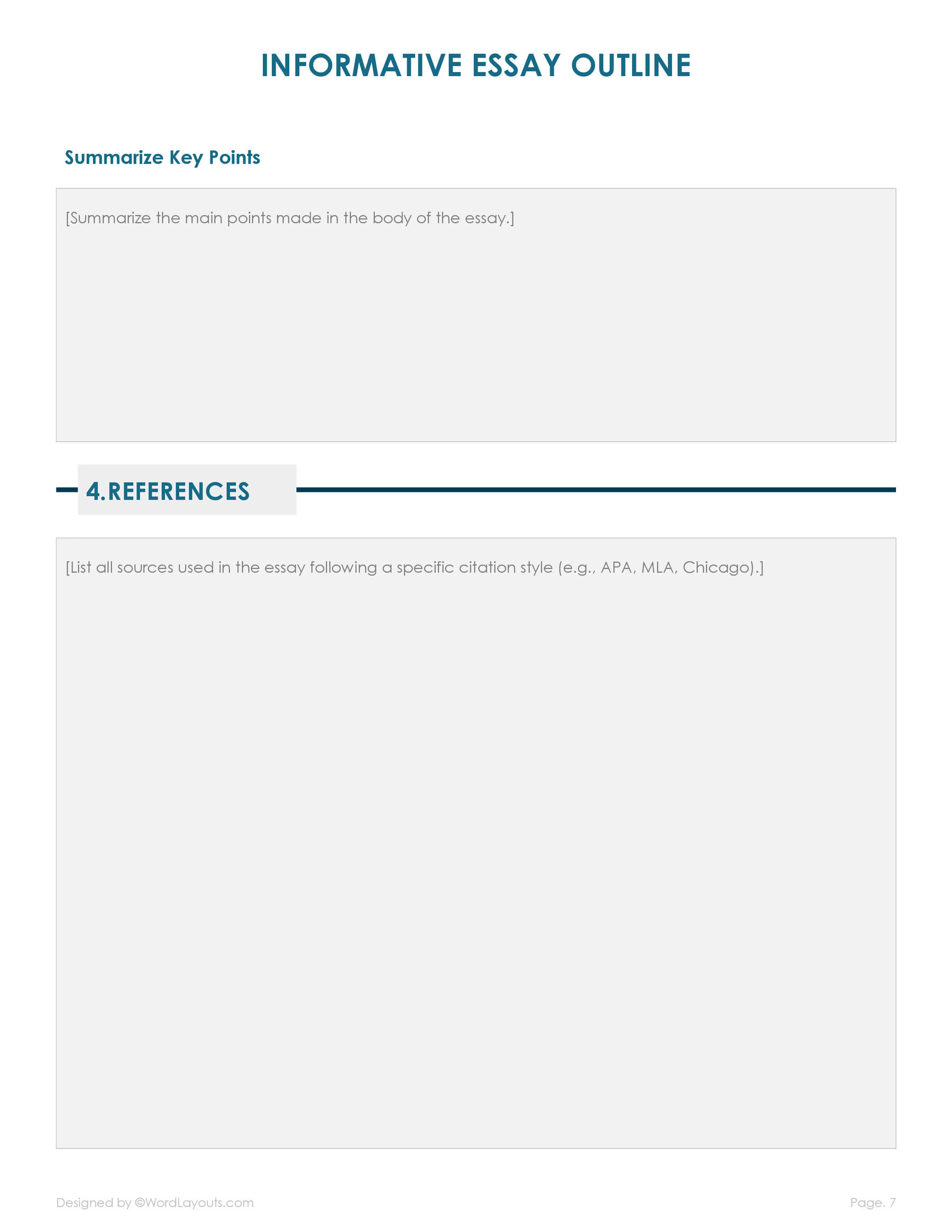 Free Informative Essay Outline Template WordLayouts