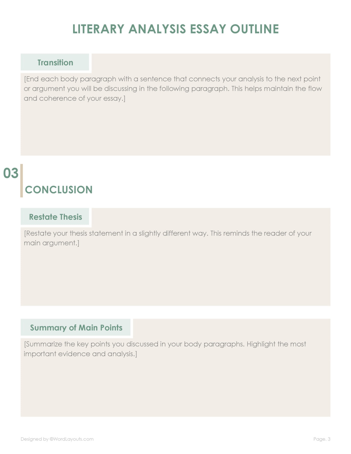 Free Narrative Essay Outline Template - WordLayouts
