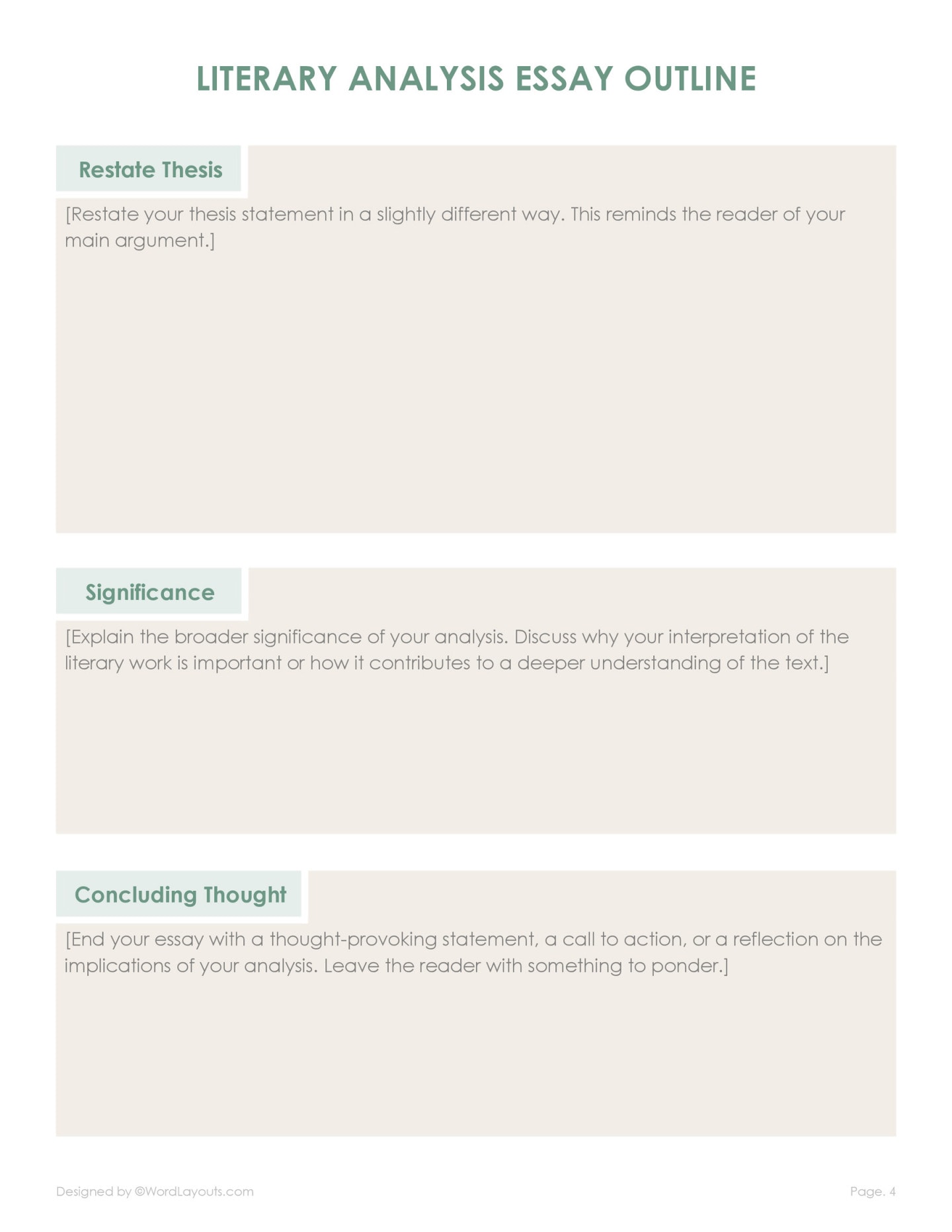 Free Narrative Essay Outline Template - WordLayouts