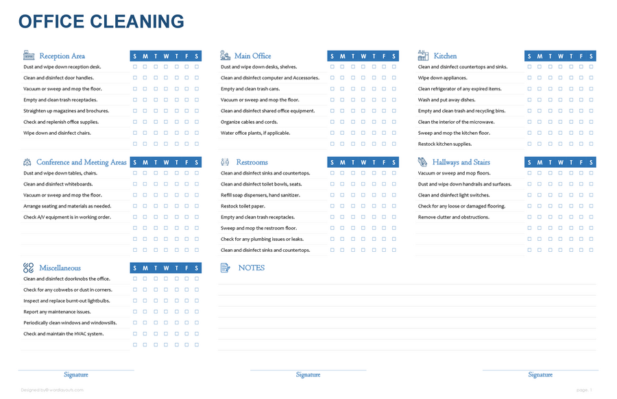 Free Kitchen Cleaning Checklist Template - WordLayouts