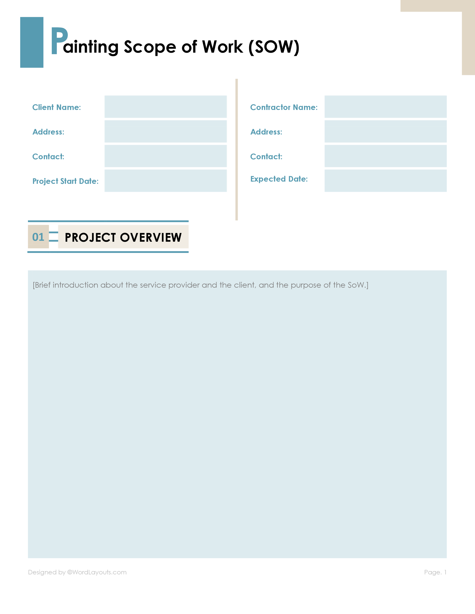 Engineering Scope of Work Template WordLayouts