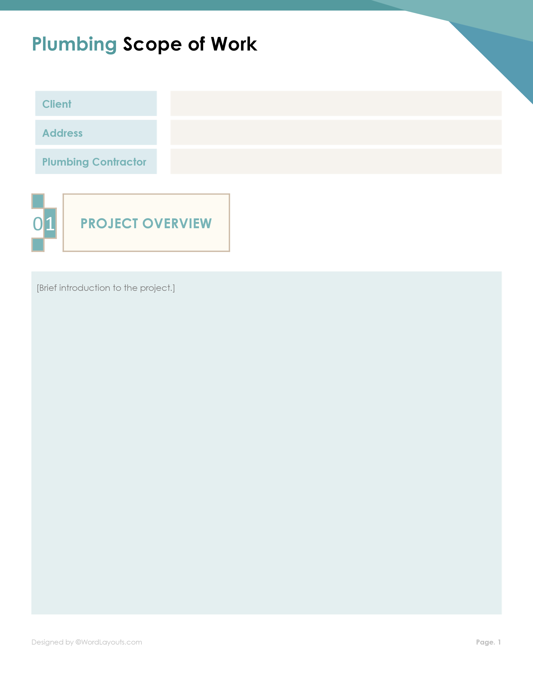 Plumbing Scope of Work Template WordLayouts Plumbing Scope of Work Template WordLayouts