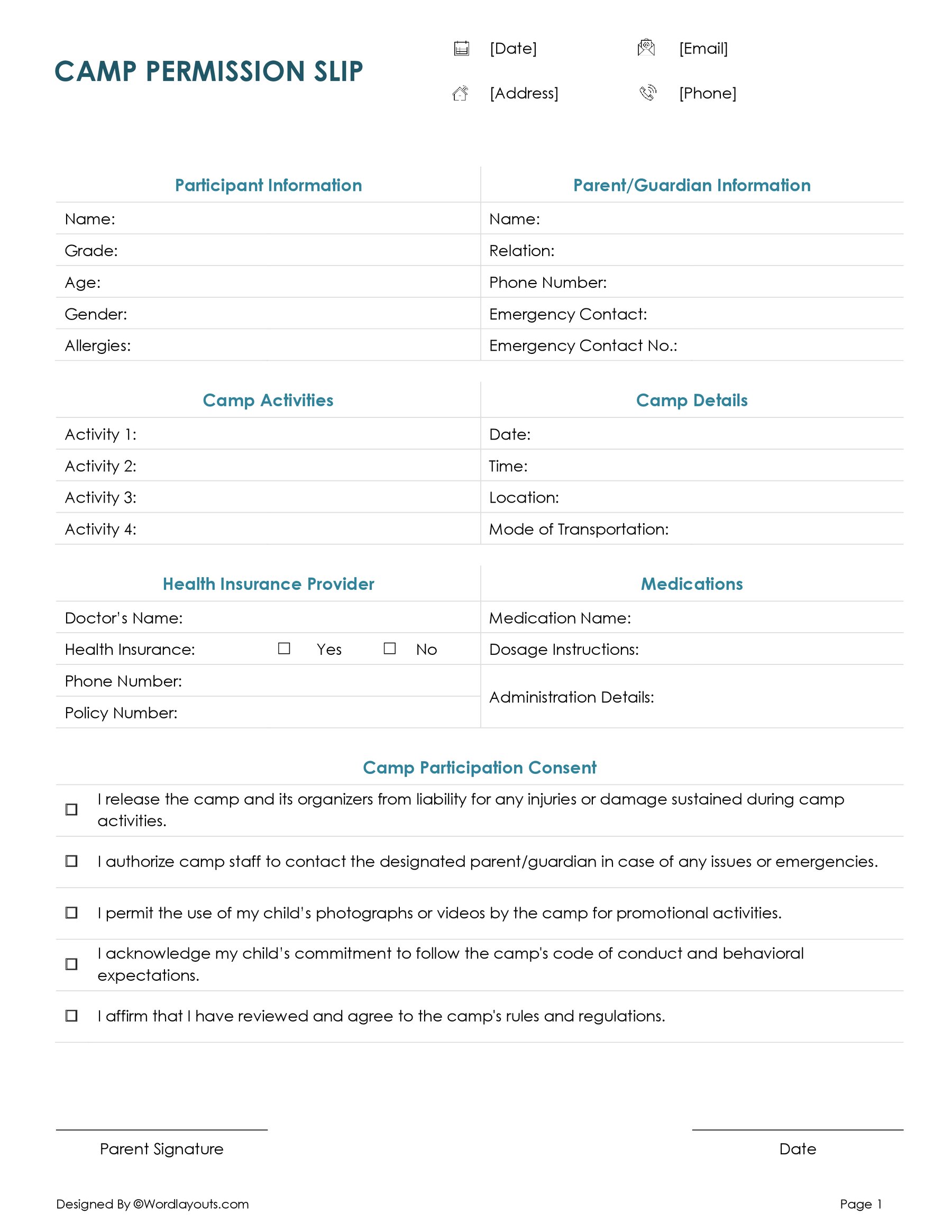 free-permission-slip-templates-consent-forms-wordlayouts for Free Printable Permission Slip Template Free Permission Slip Templates (Consent Forms) - WordLayouts for Free Printable Permission Slip Template