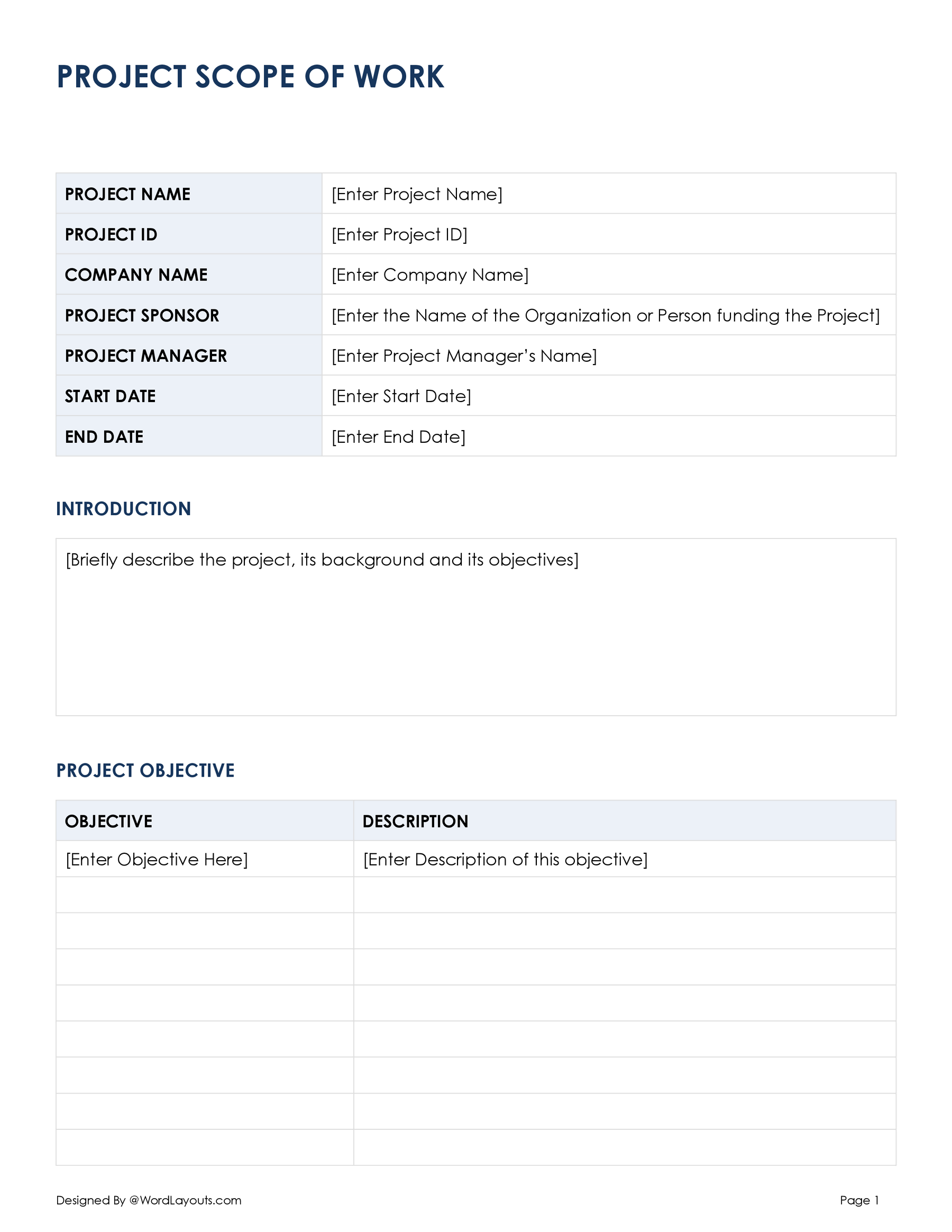 Remodel (Renovation) Scope of Work Template WordLayouts Remodel (Renovation) Scope of Work Template WordLayouts
