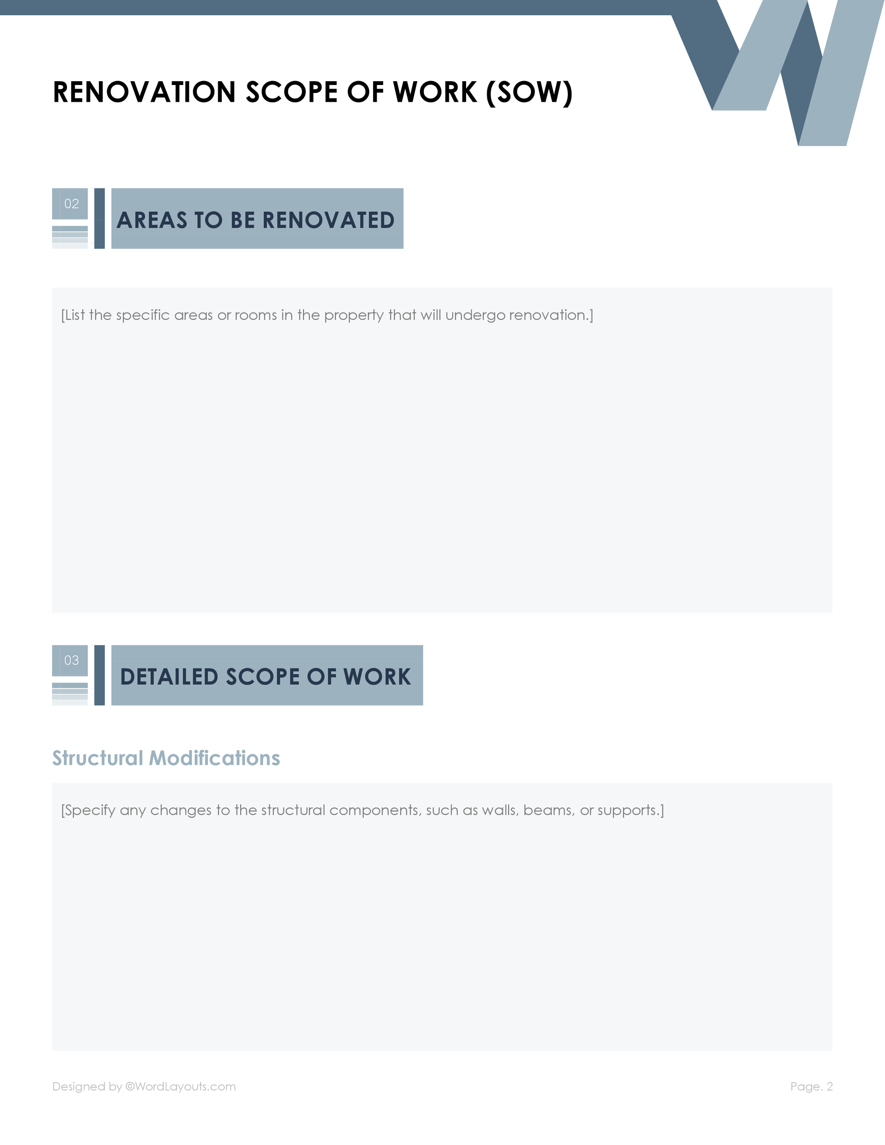 Remodel (Renovation) Scope of Work Template WordLayouts Remodel (Renovation) Scope of Work Template WordLayouts