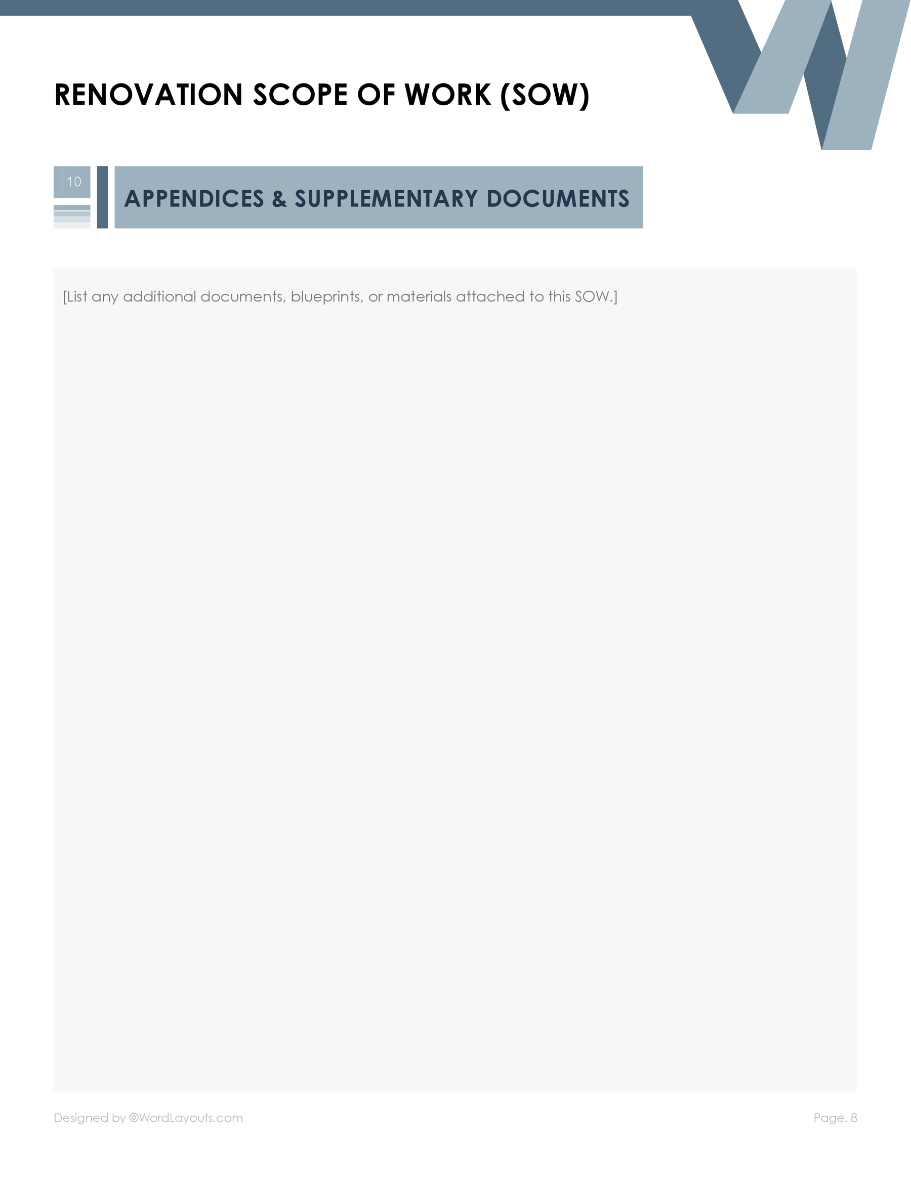 Remodel (Renovation) Scope of Work Template WordLayouts Remodel (Renovation) Scope of Work Template WordLayouts