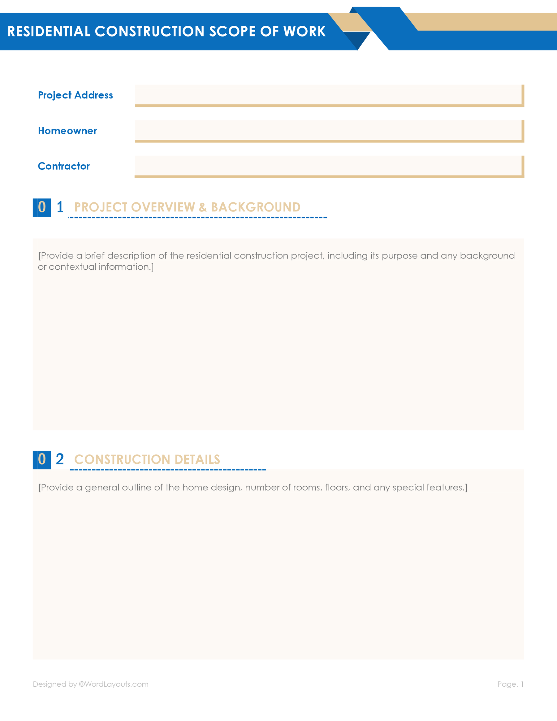 Free Contractor Scope of Work Template WordLayouts