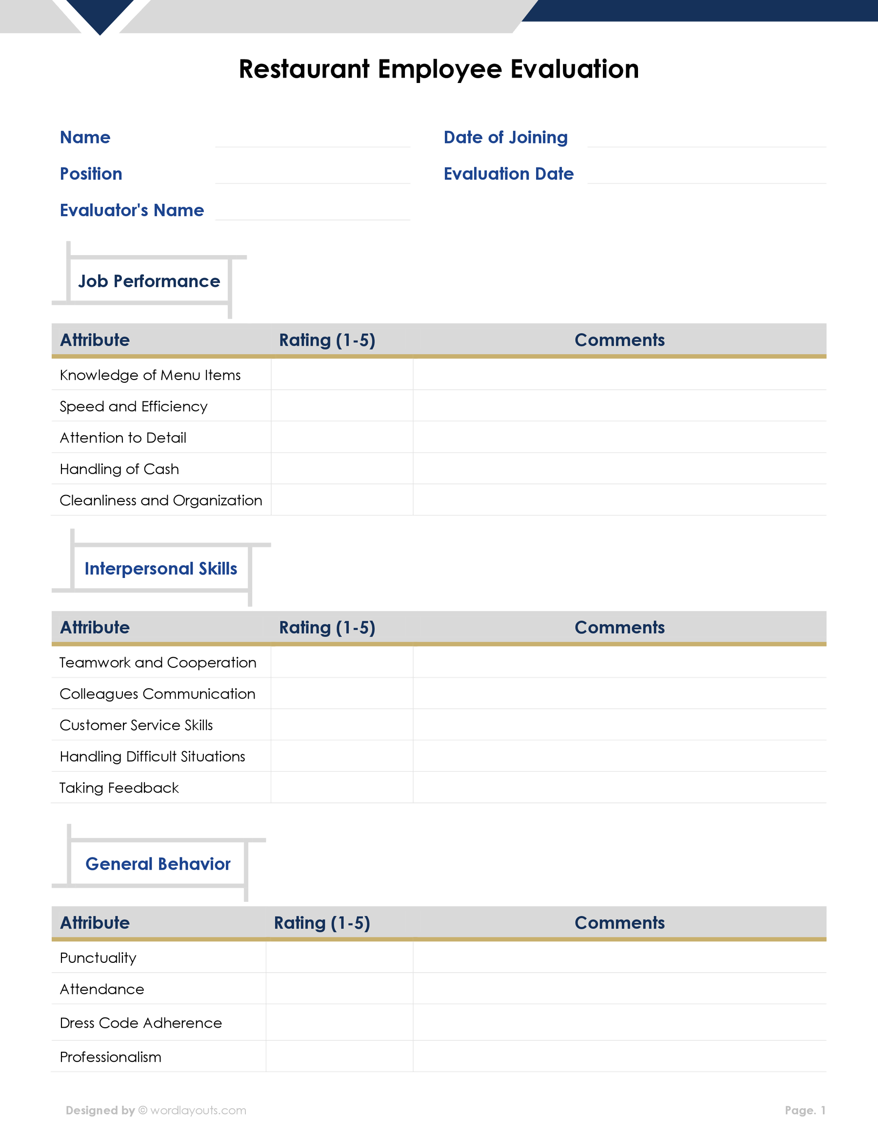 Free Employee Self Evaluation Template WordLayouts Free Employee Self Evaluation Template WordLayouts