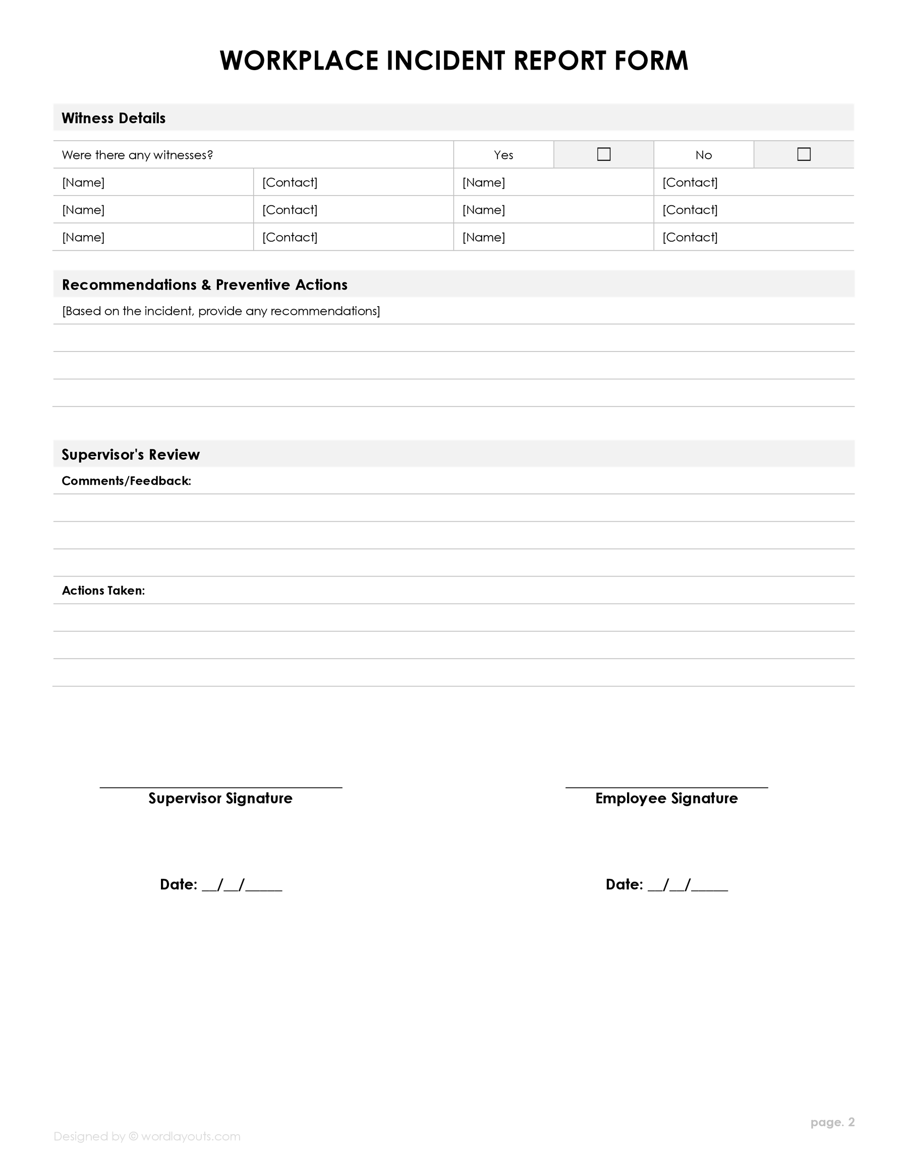 Free Workplace Incident Report Template - WordLayouts free-workplace-incident-report-template-wordlayouts