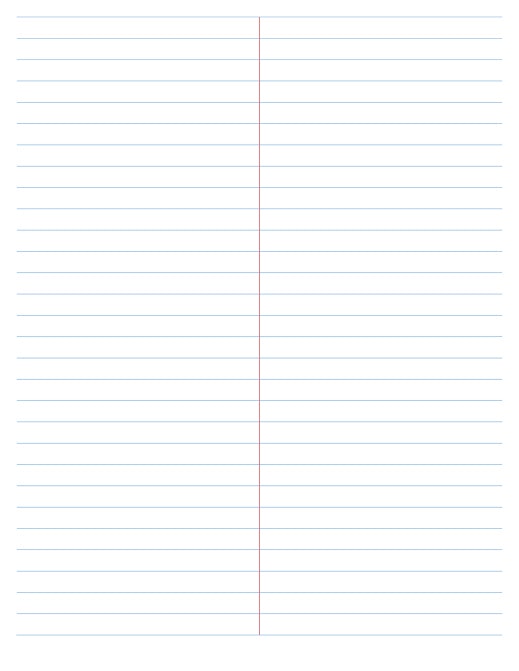 College Ruled Lined Paper Template - Printable - WordLayouts