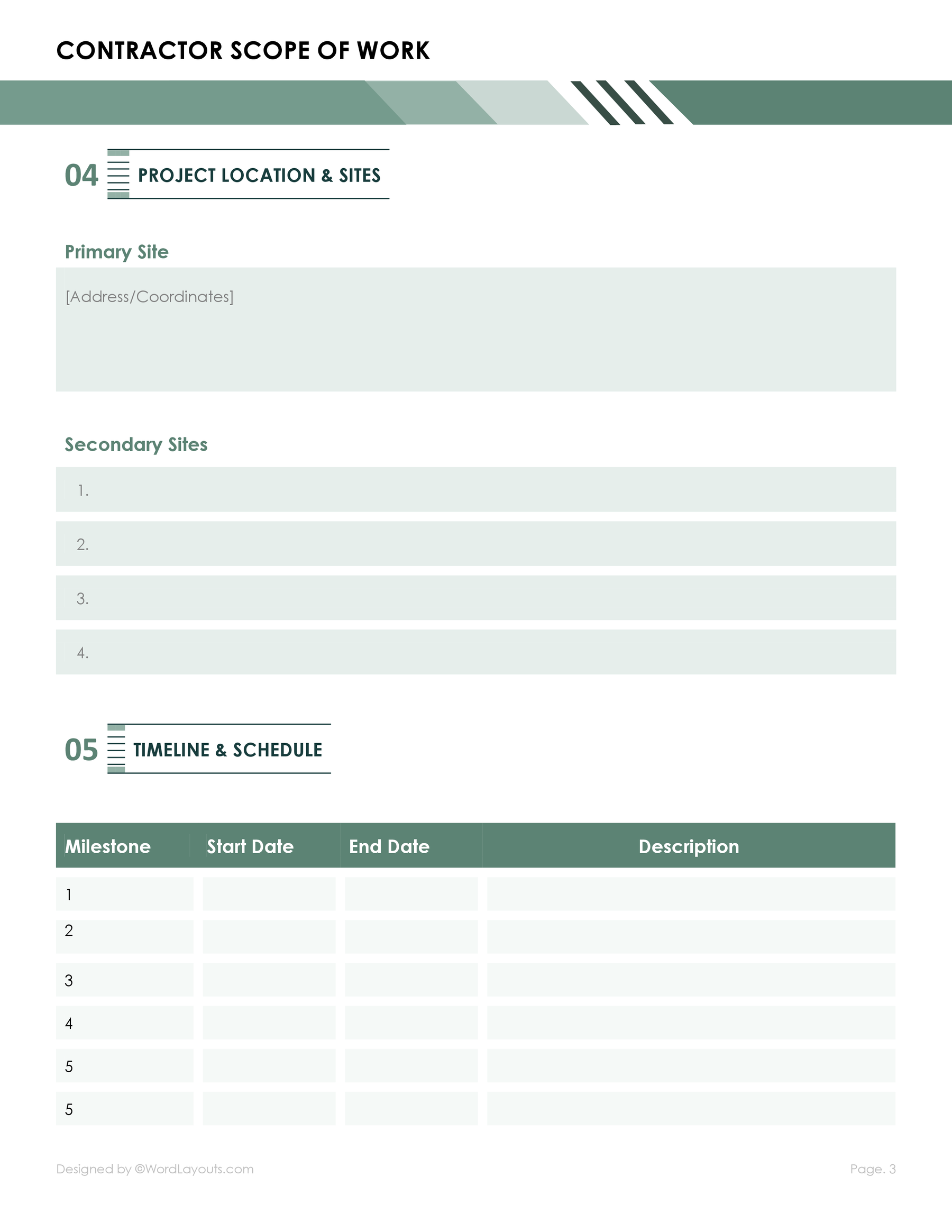 Free Contractor Scope of Work Template WordLayouts