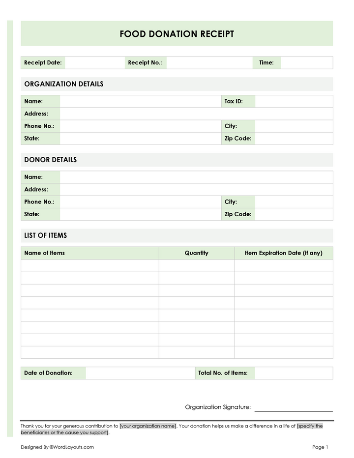 Free Silent Auction Donation Receipt Template WordLayouts Free Silent Auction Donation Receipt Template WordLayouts