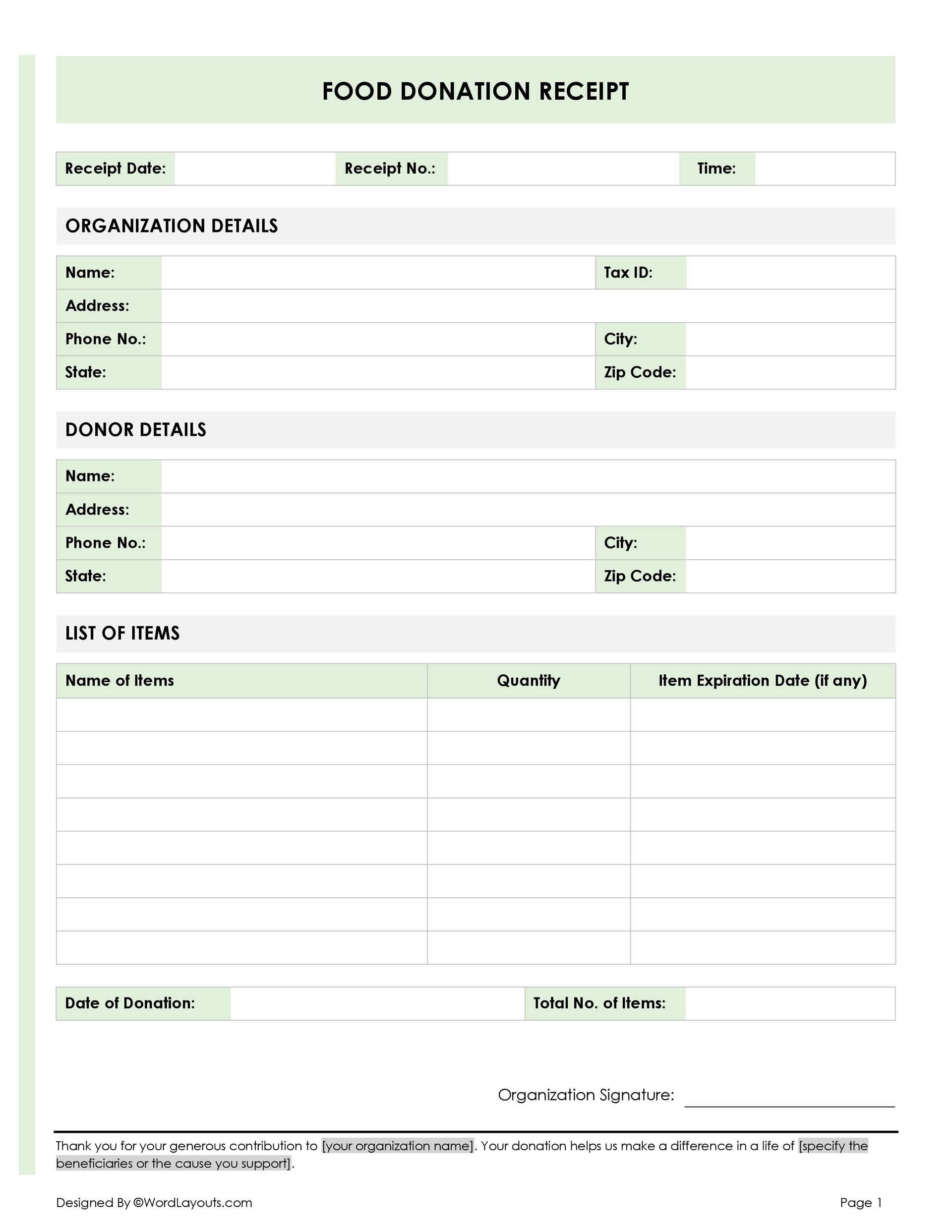 Free Silent Auction Donation Receipt Template WordLayouts Free Silent Auction Donation Receipt Template WordLayouts
