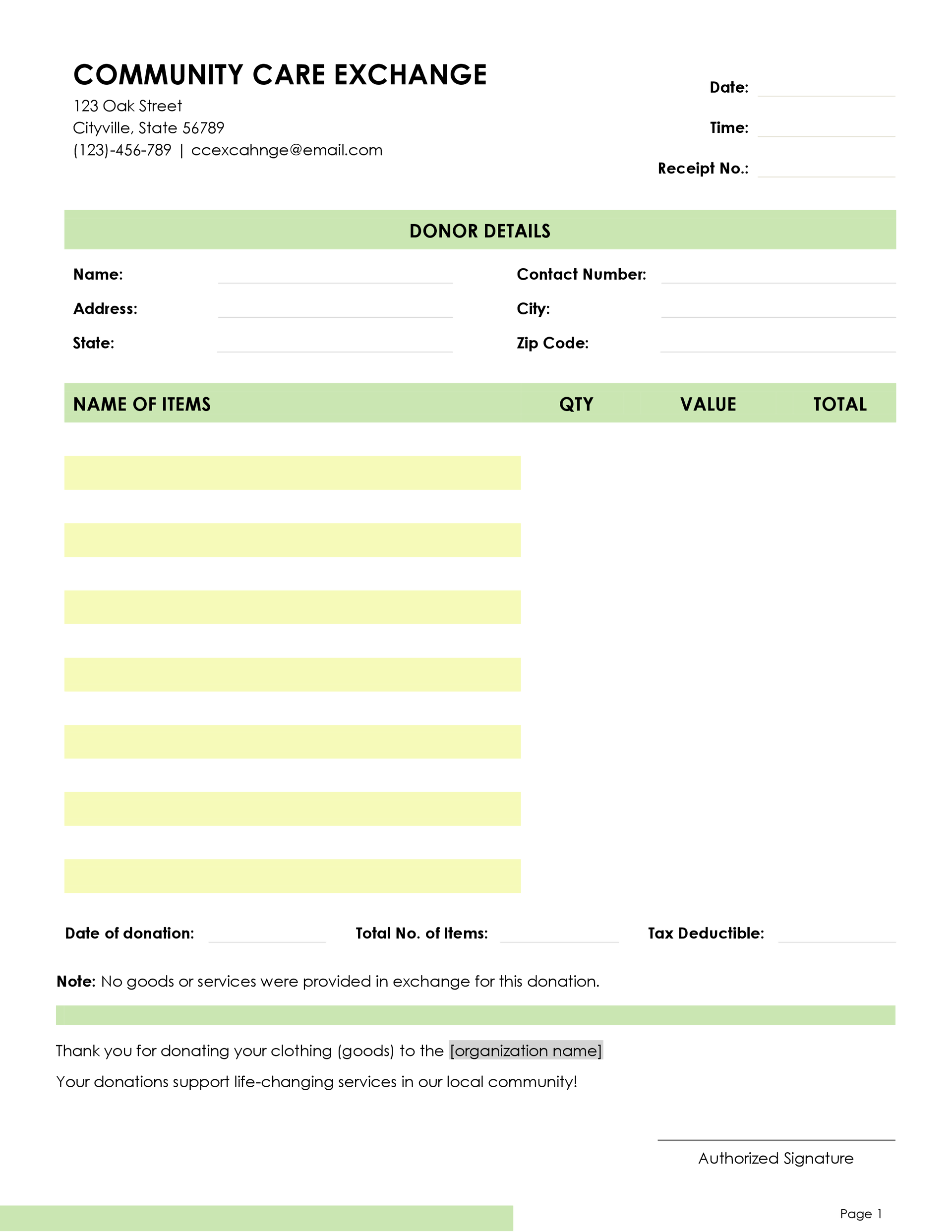 goodwill donation receipt template - (word, gdocs)