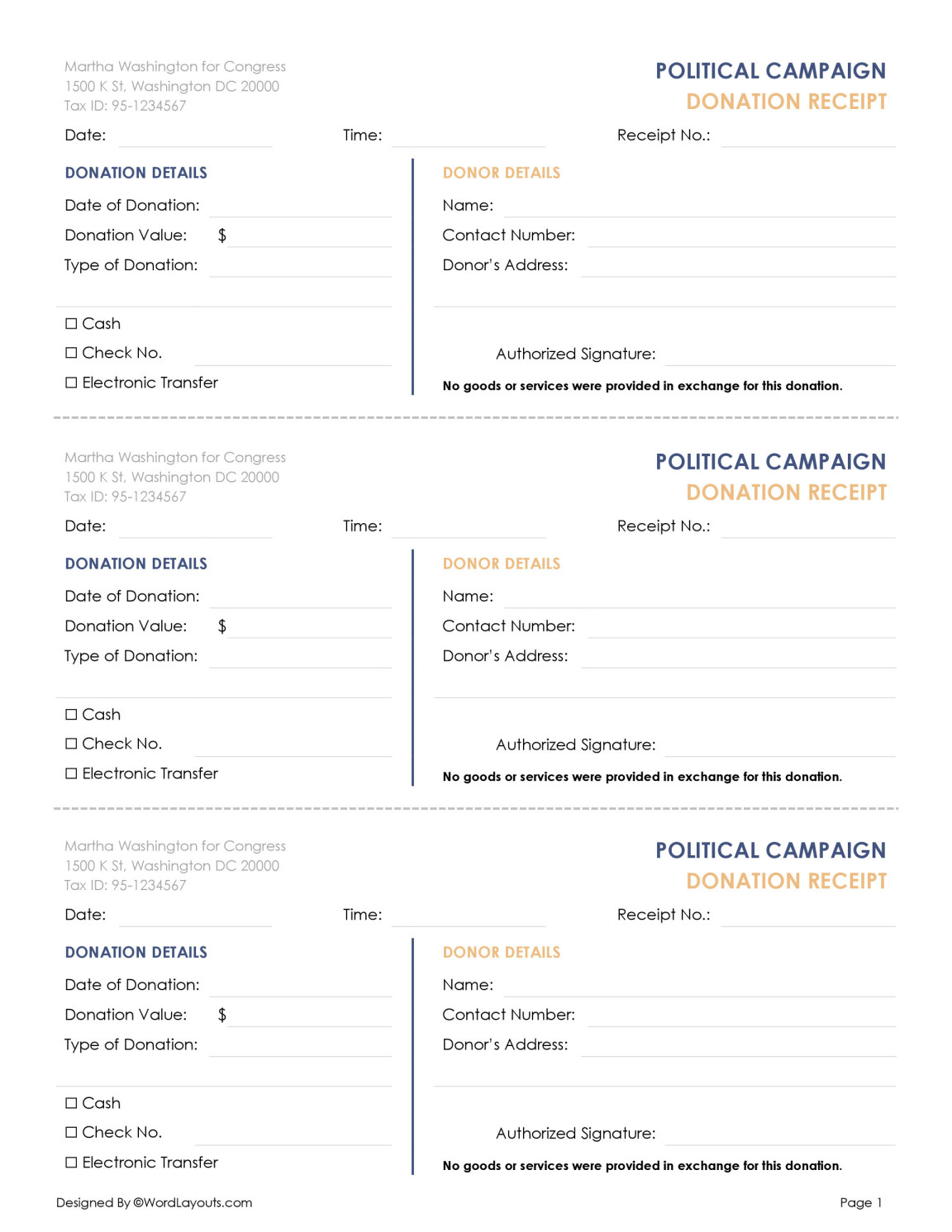Free Donation Receipt Templates (Editable) WordLayouts Free Donation Receipt Templates (Editable) WordLayouts