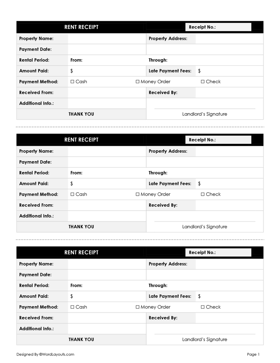 Free Rent Receipt Templates (Word, Google Docs)