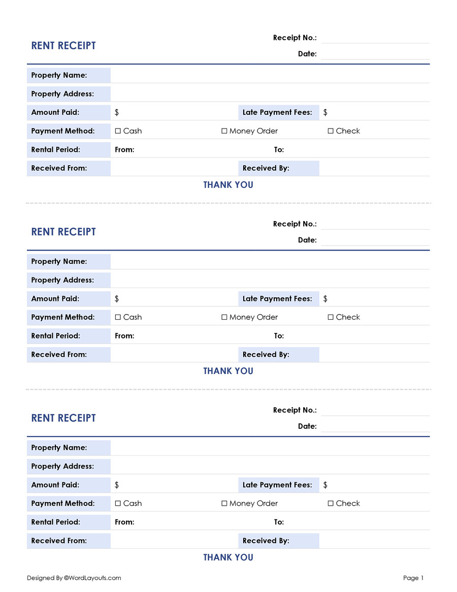 Free Rent Receipt Templates (Word, Google Docs)