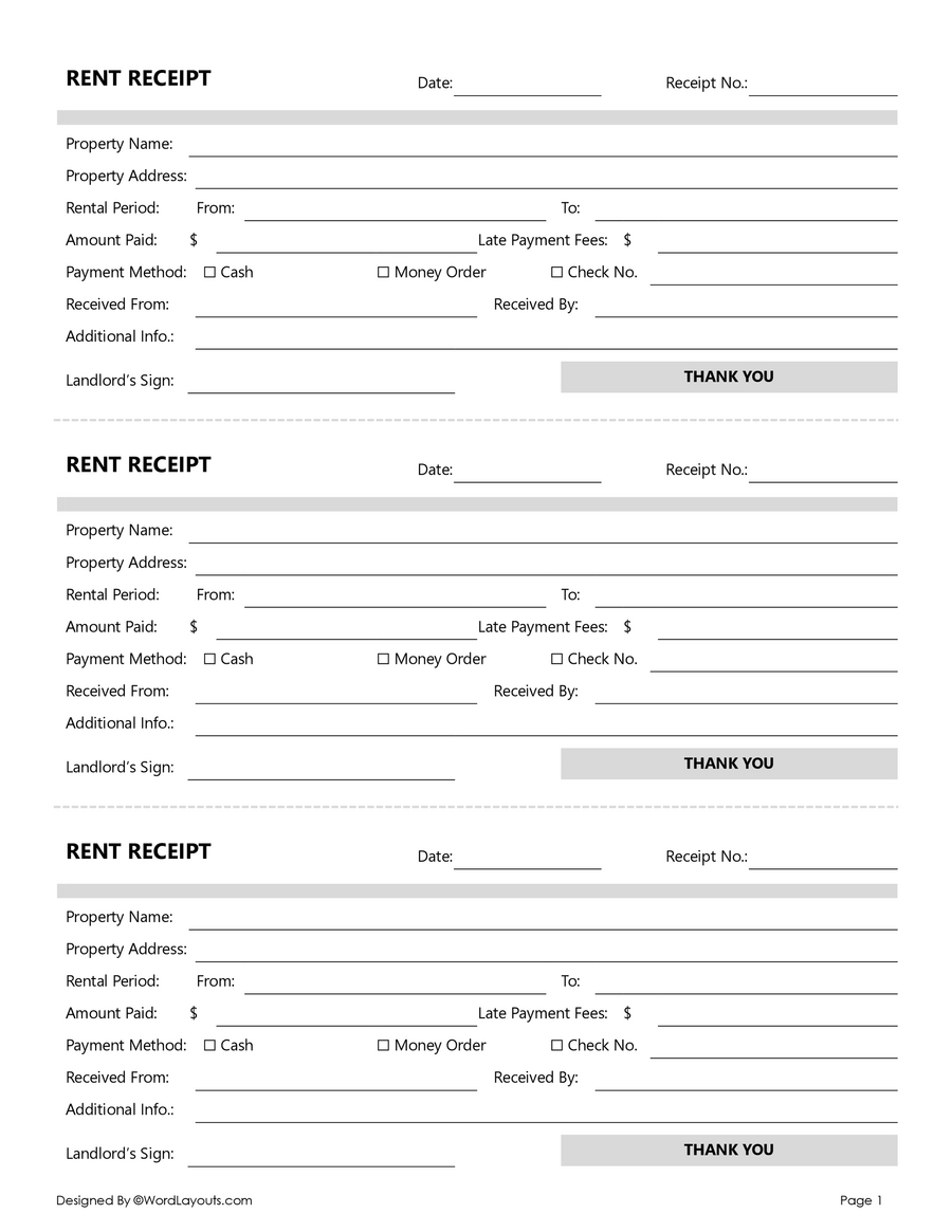 Free Rent Receipt Templates (Word, Google Docs)