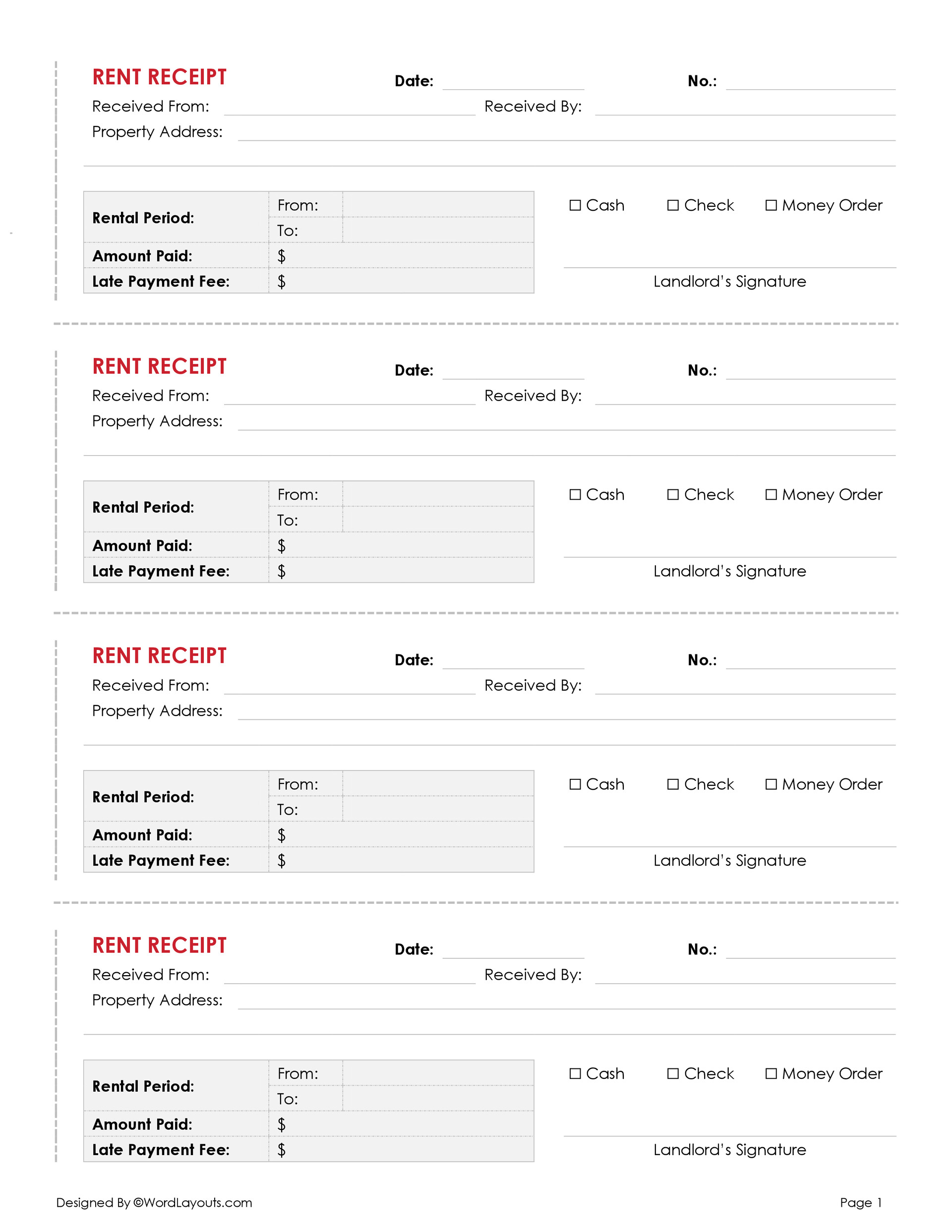 Editable Rent Receipt
