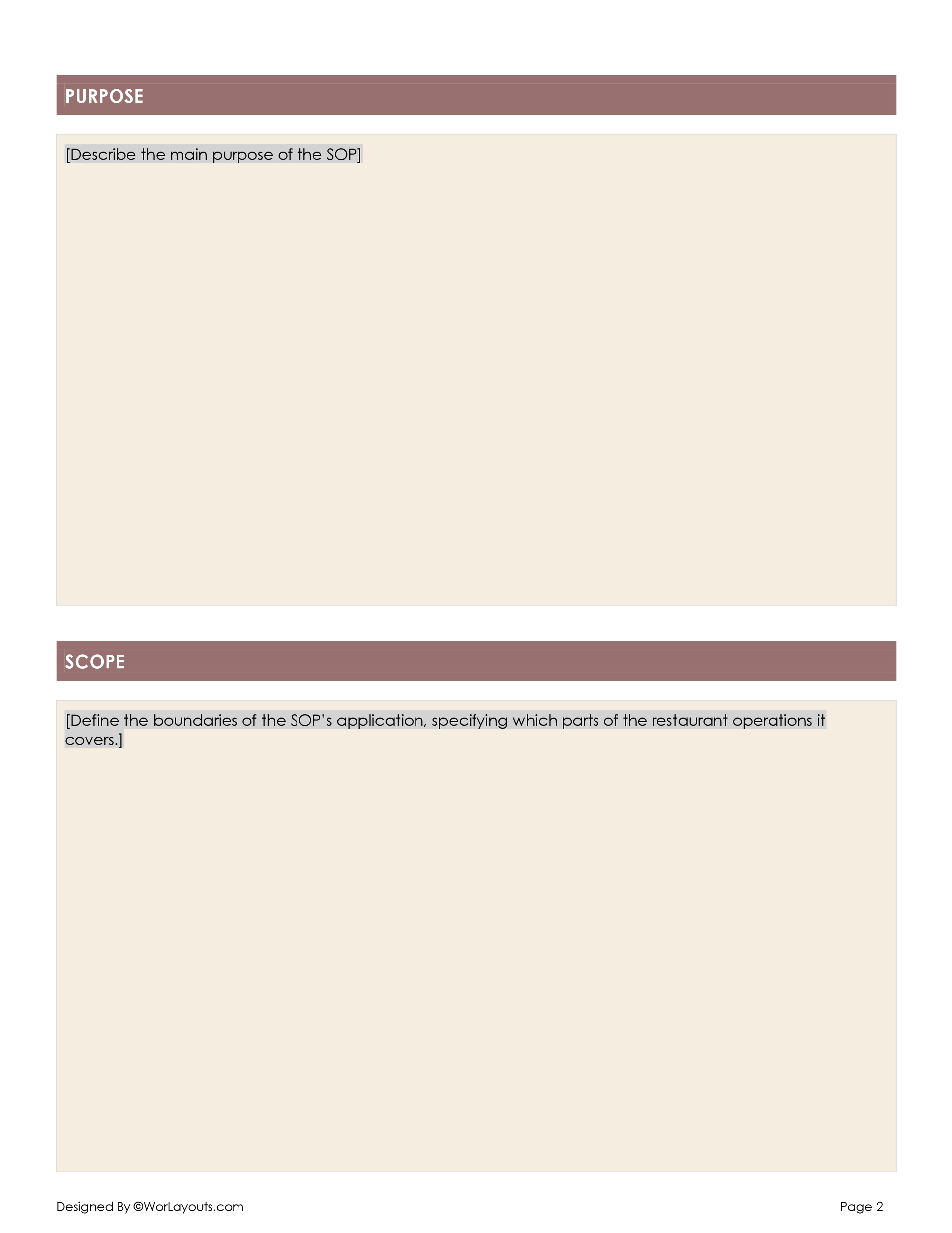 Free Restaurant SOP Template Word, GDocs WordLayouts Free Restaurant SOP Template Word, GDocs WordLayouts