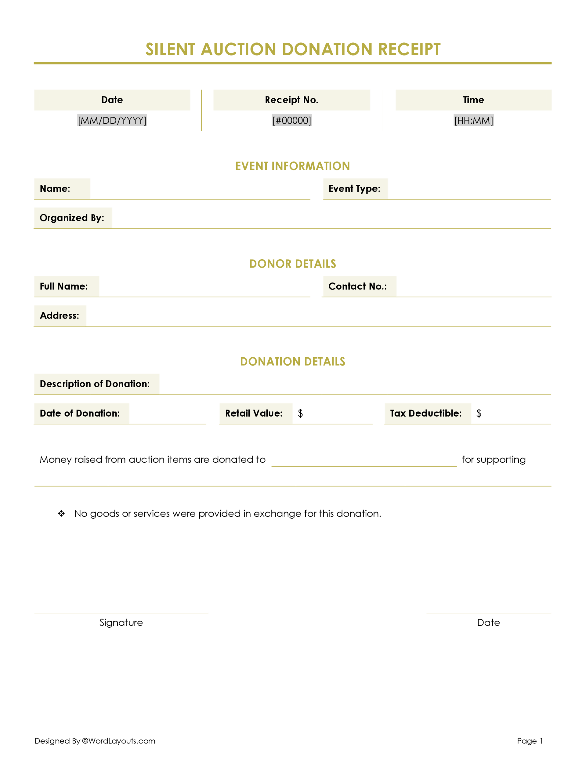 Silent Auction Donation Receipt Template (Word GDocs) Silent Auction Donation Receipt Template (Word GDocs)