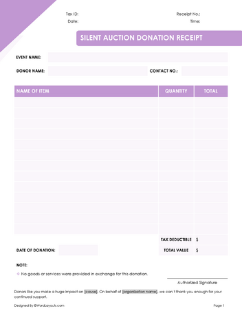 Free Church Donation Receipt Template WordLayouts Free Church Donation Receipt Template WordLayouts